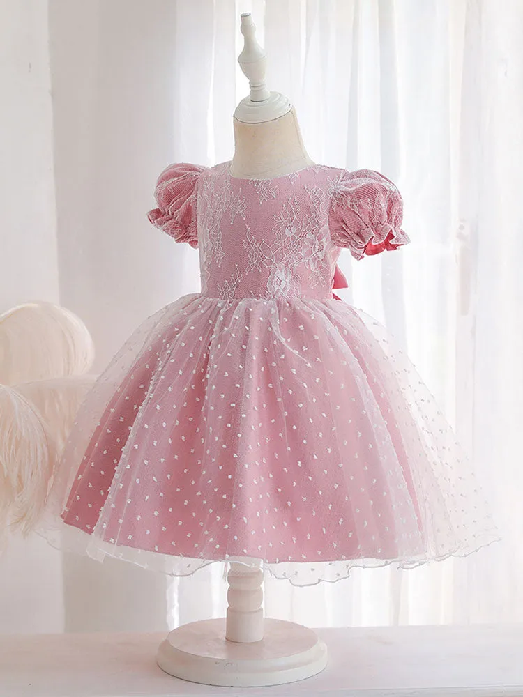 Cameo Brown Jewel Neck Short Sleeves Formal Kids Pageant flower girl dresses