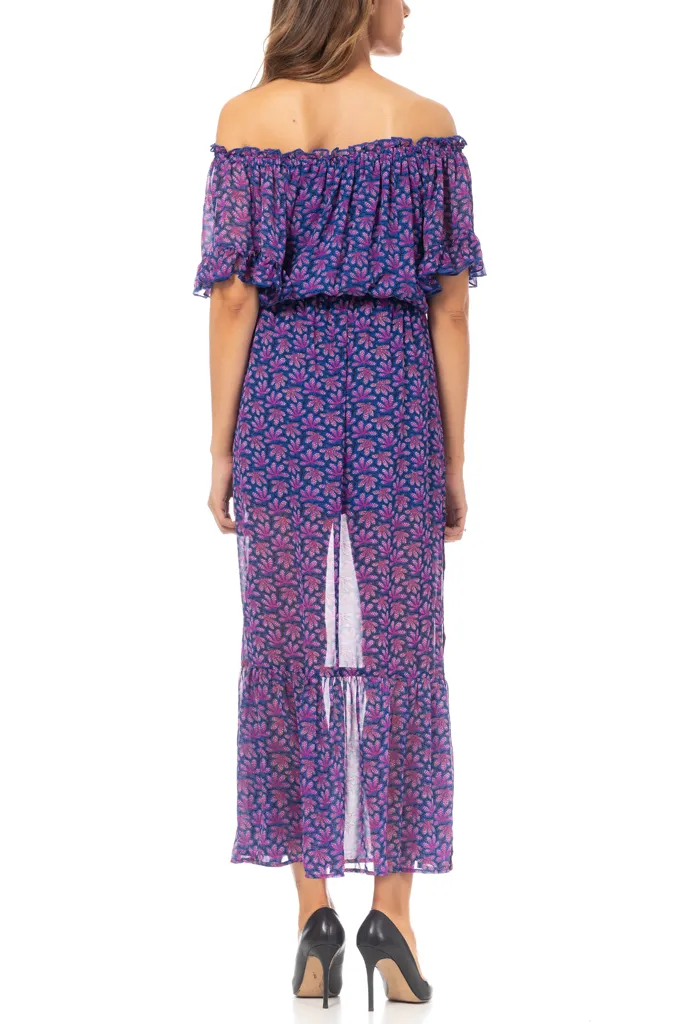 Caralia Purple Printed Dress with Transparency