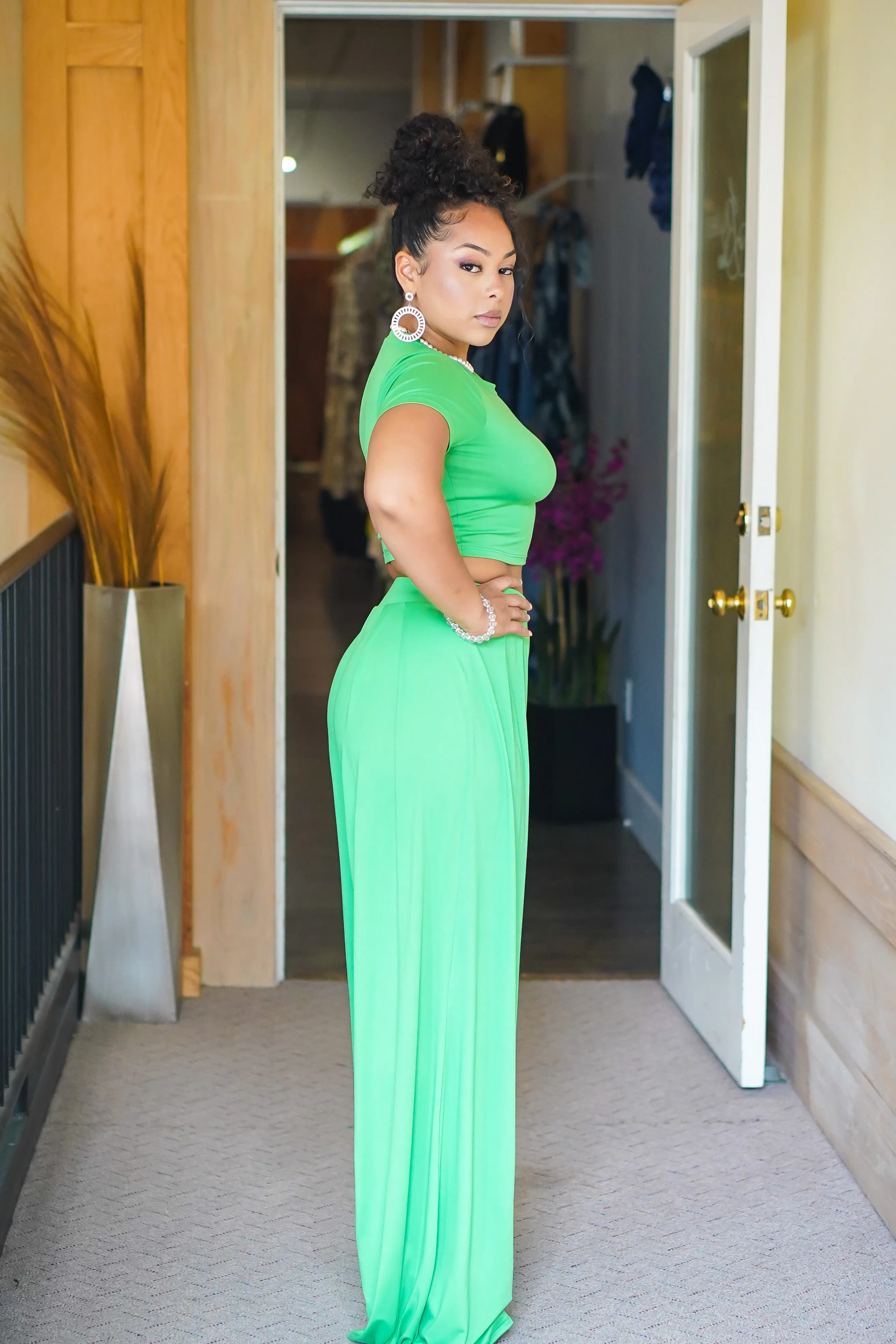 Casually Fine Palazzo Pants Set (Pink)