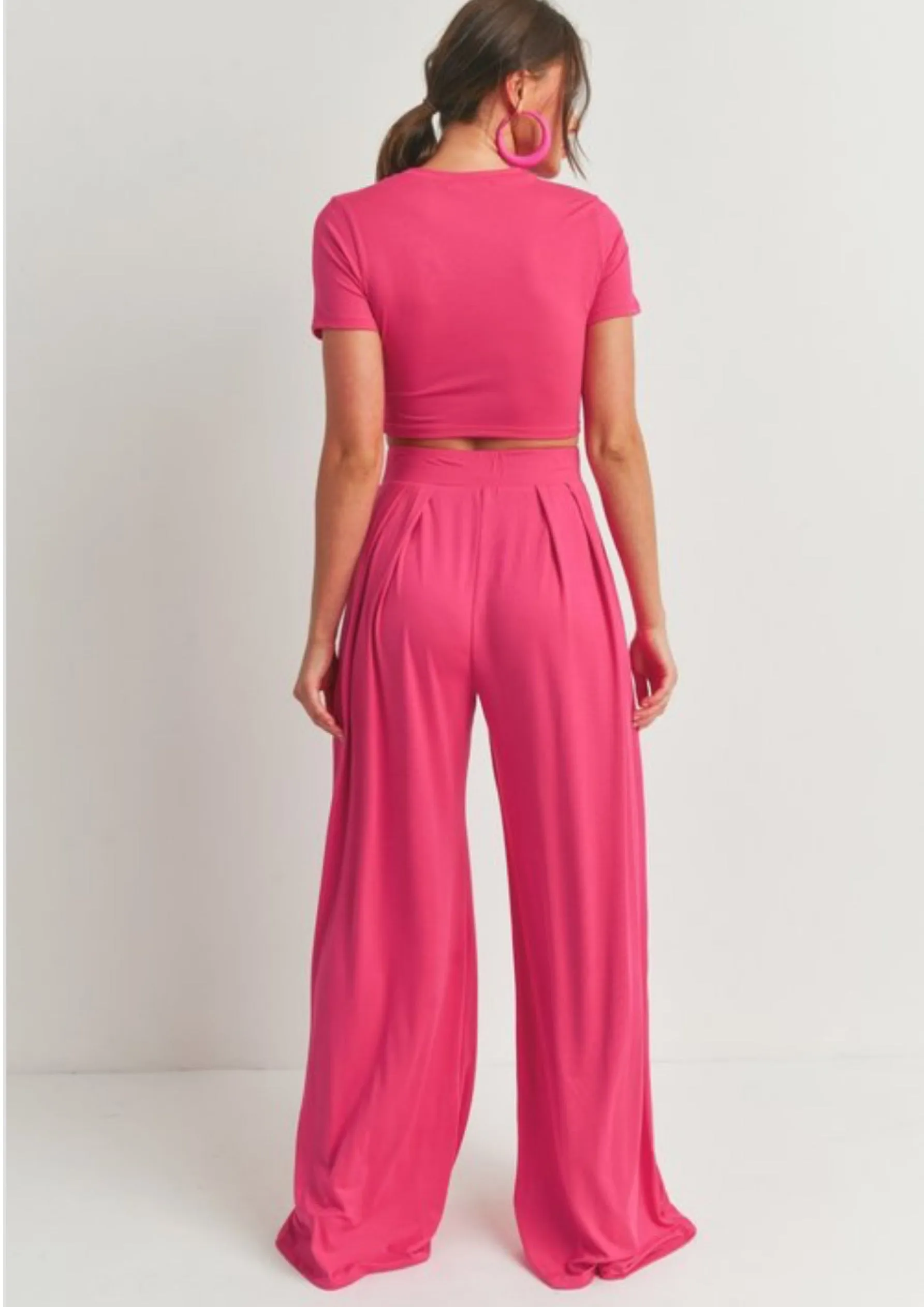 Casually Fine Palazzo Pants Set (Pink)