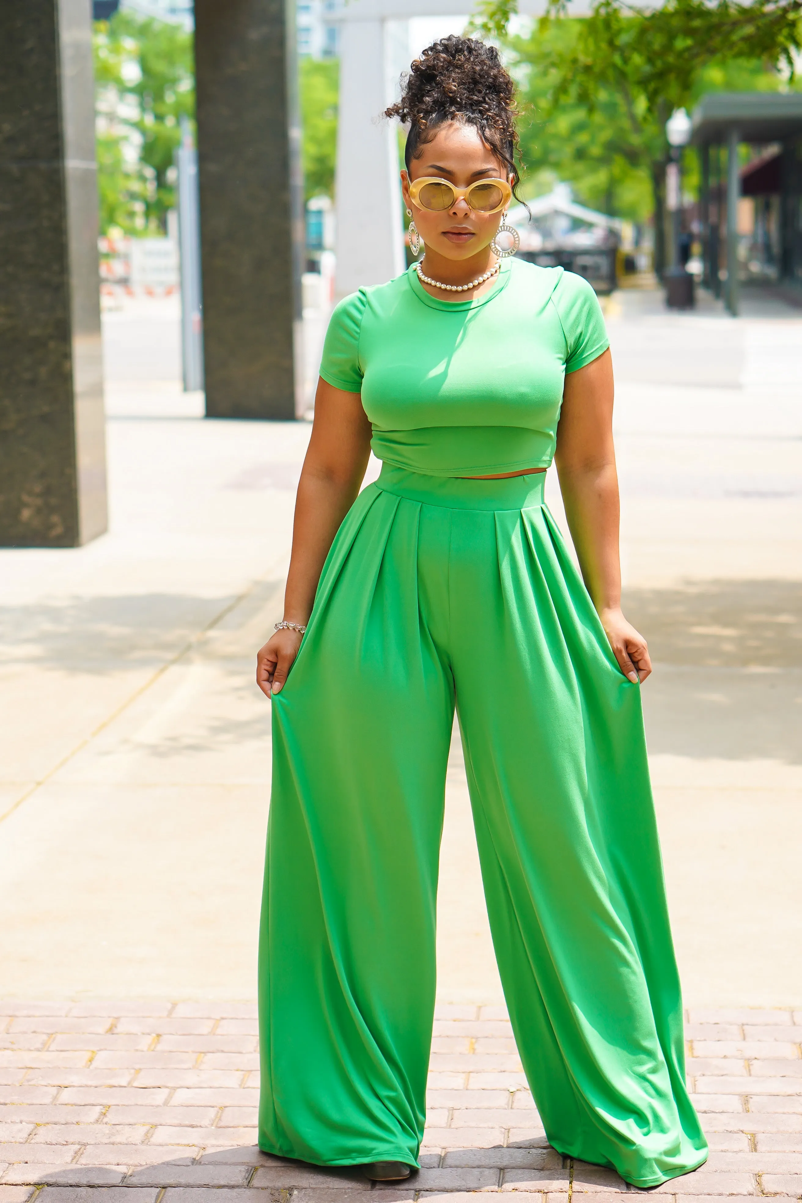 Casually Fine Palazzo Pants Set (Pink)