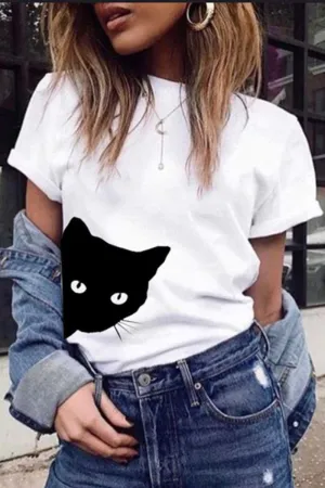 Cat Print Cute T-shirt