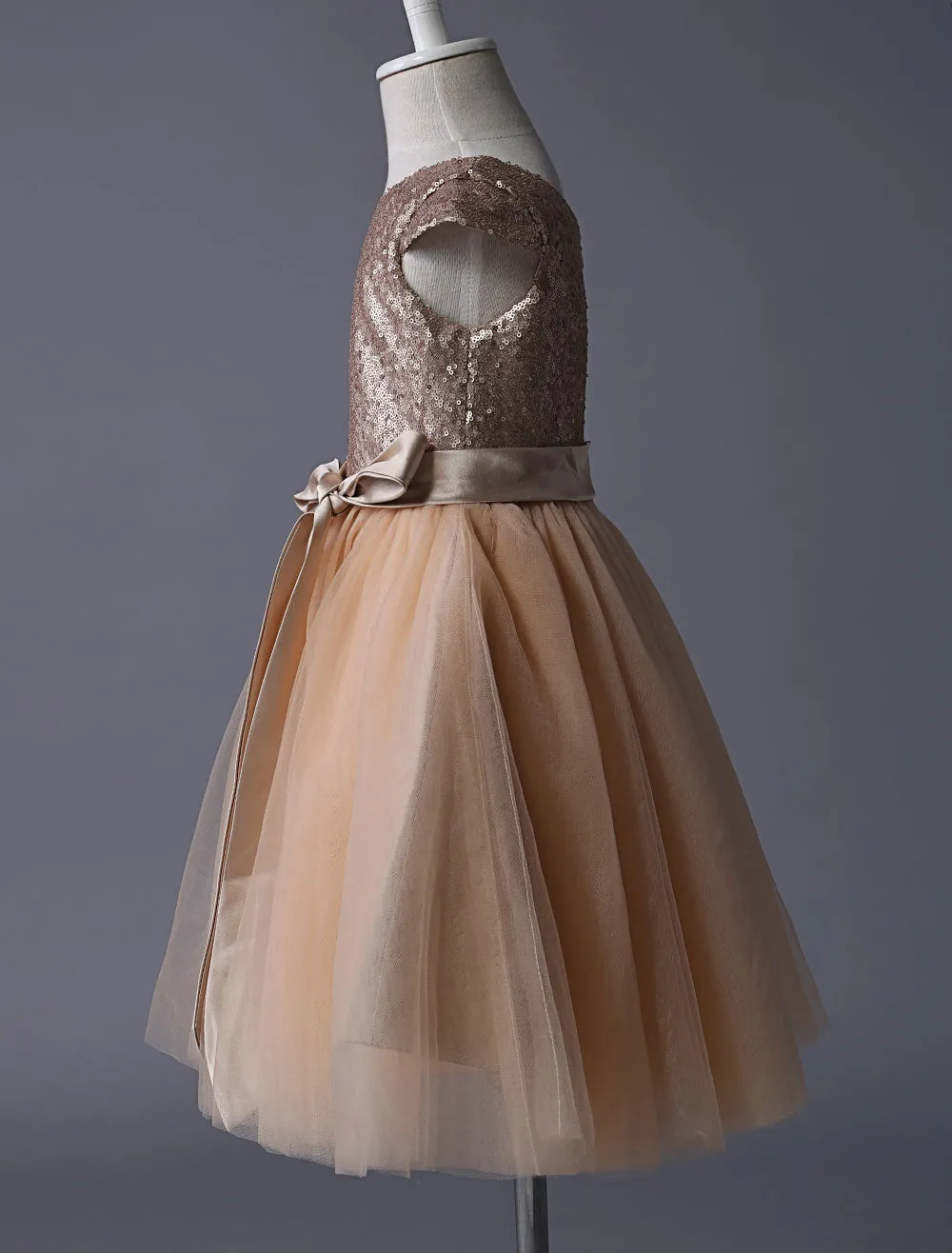 Champagne Sequined Tutu Pageant Dress Toddlers Cap Sleeves Tulle Short Kids Party Dresses
