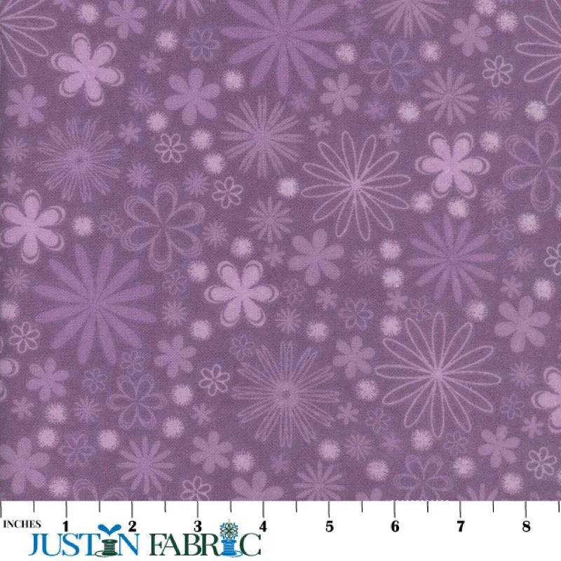 Chinese Floral Violet 108" Wide Cotton Flannel Yardage | Mook Fabrics