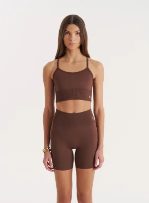 Chocolate Racer Back Seamless Sports Bra- Jenna