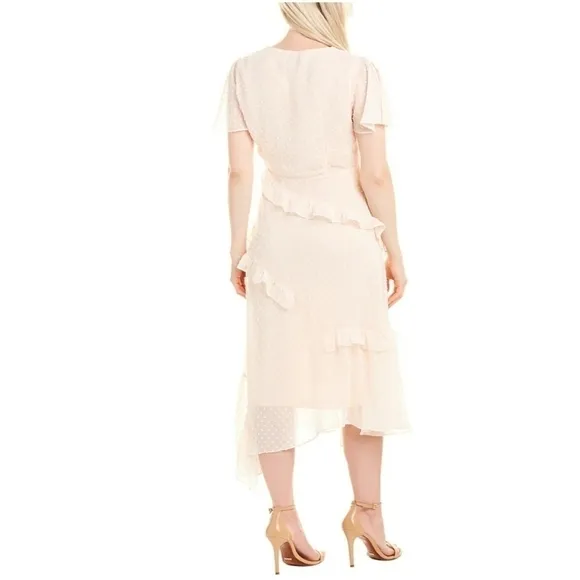 CISTAR New York Swiss Dot Ruffle Midi Dress Size L