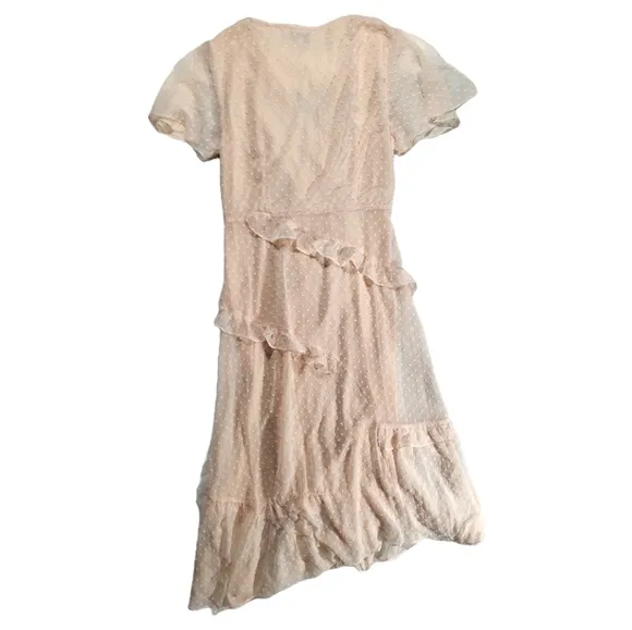 CISTAR New York Swiss Dot Ruffle Midi Dress Size L