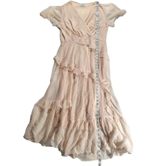 CISTAR New York Swiss Dot Ruffle Midi Dress Size L