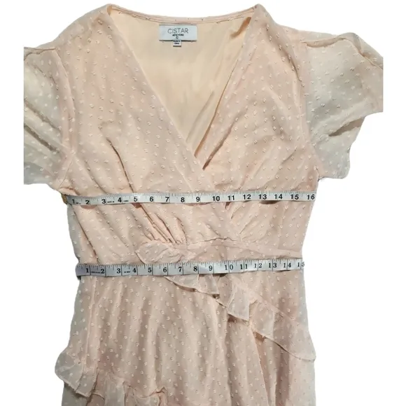 CISTAR New York Swiss Dot Ruffle Midi Dress Size L