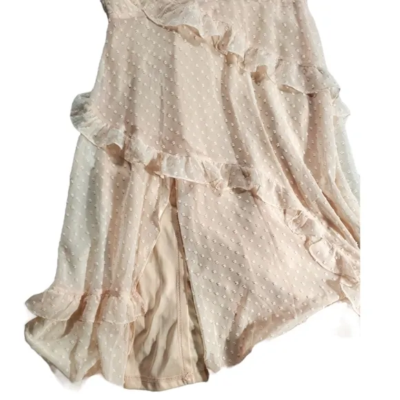 CISTAR New York Swiss Dot Ruffle Midi Dress Size L