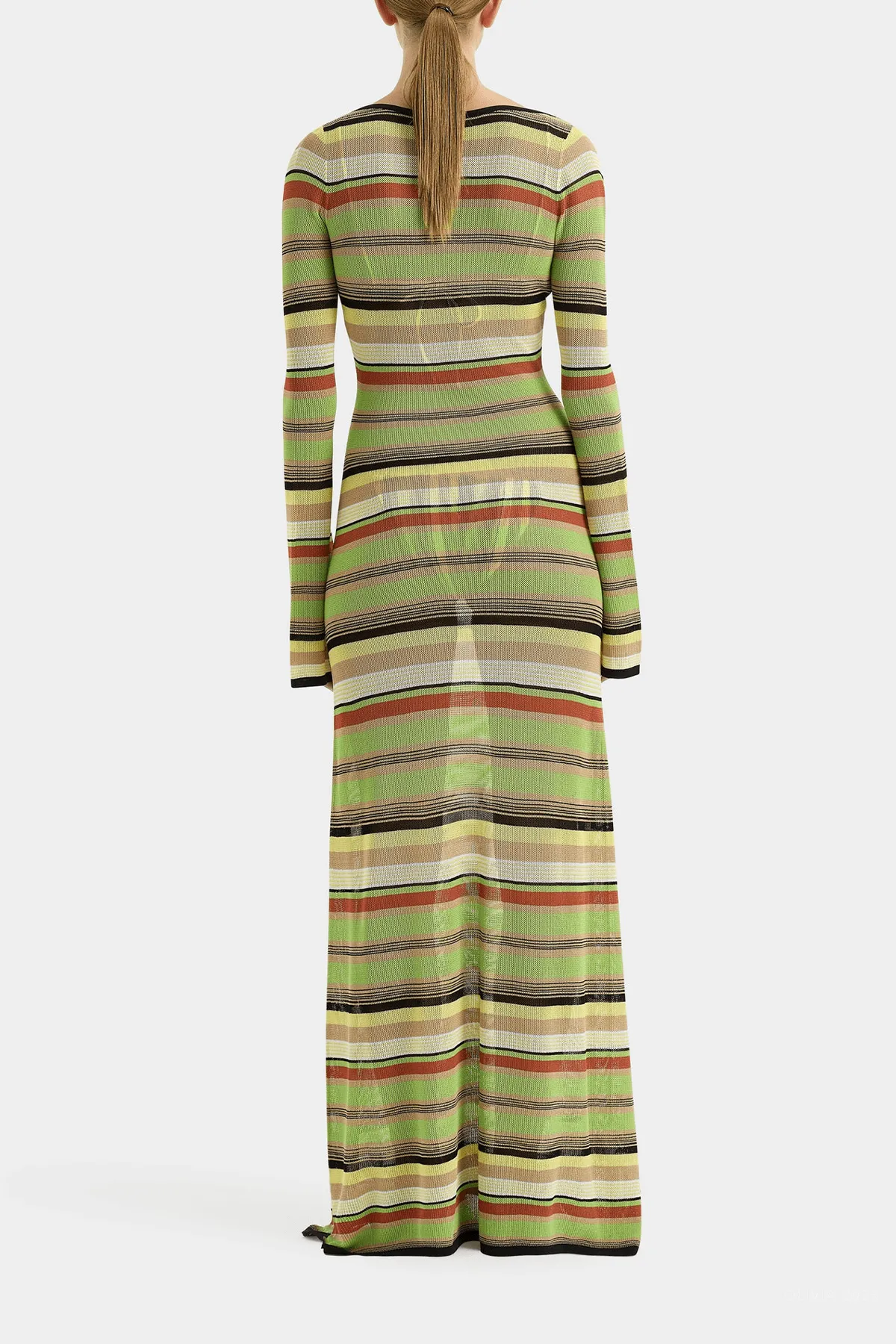 Coastline Low Back Dress in Palm Stripe