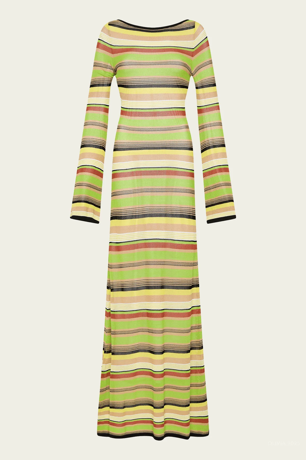 Coastline Low Back Dress in Palm Stripe