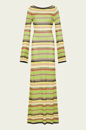 Coastline Low Back Dress in Palm Stripe