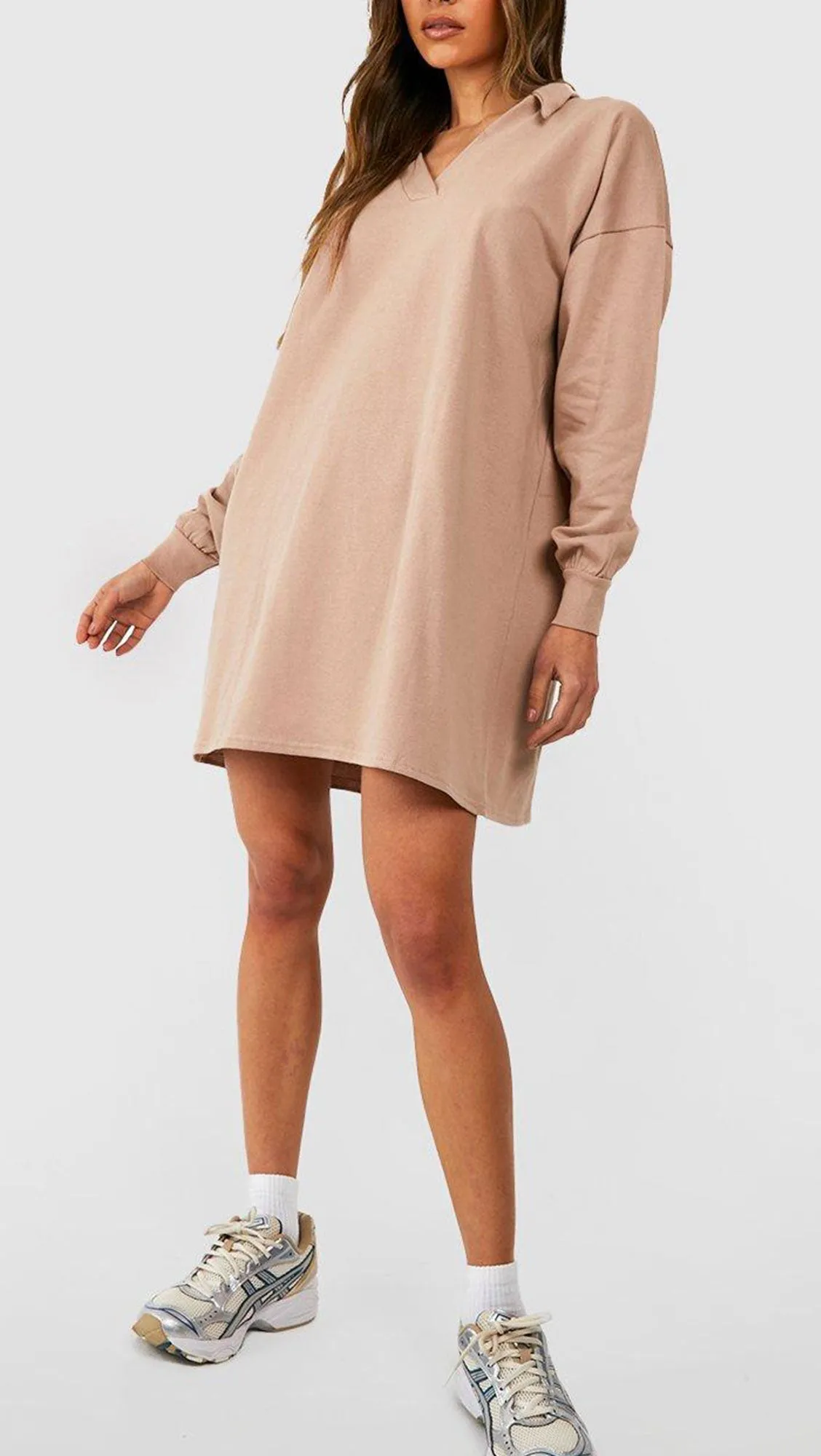 COLLAR OVERSIZED SWEAT DRESS
