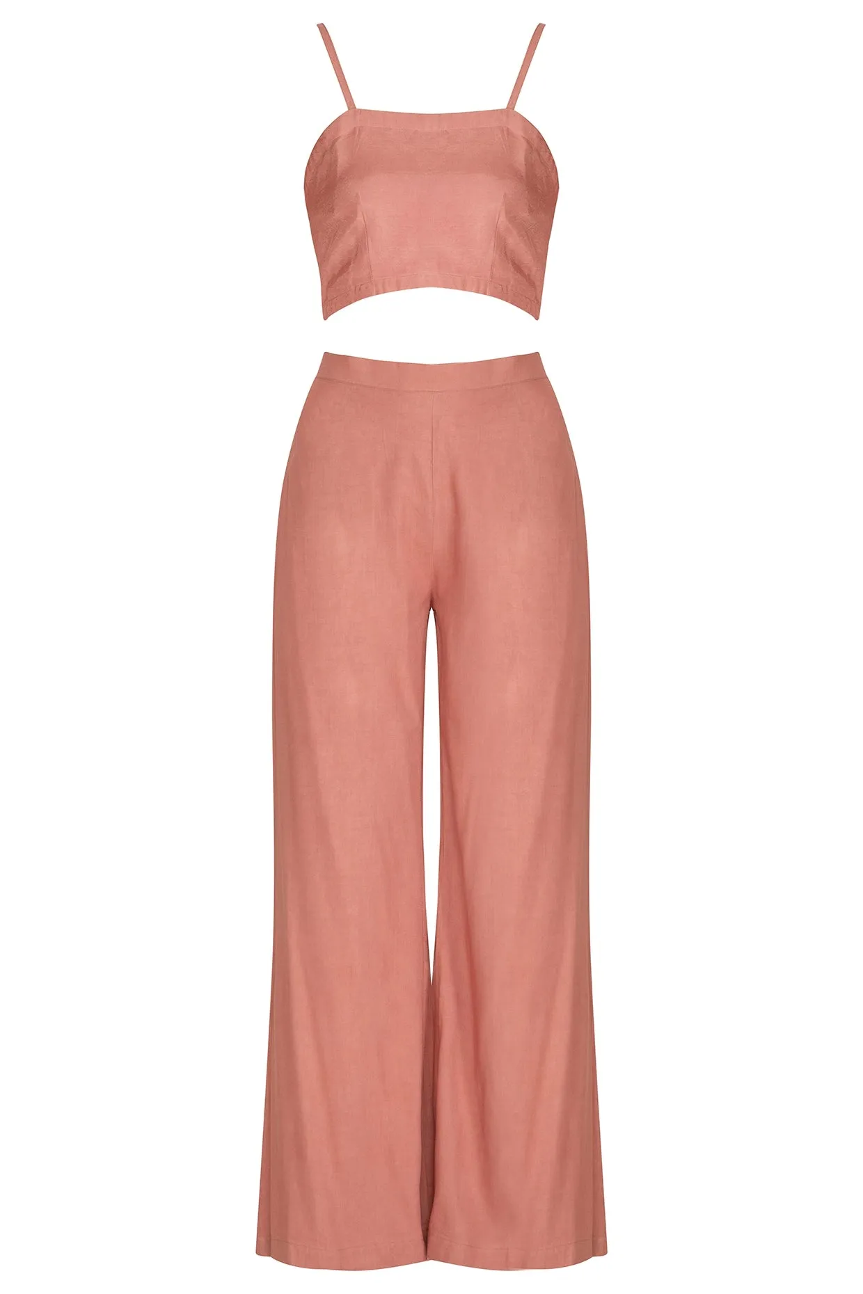 Copper Embroidered Shrug Jacket With Crop Top & Palazzo Pants