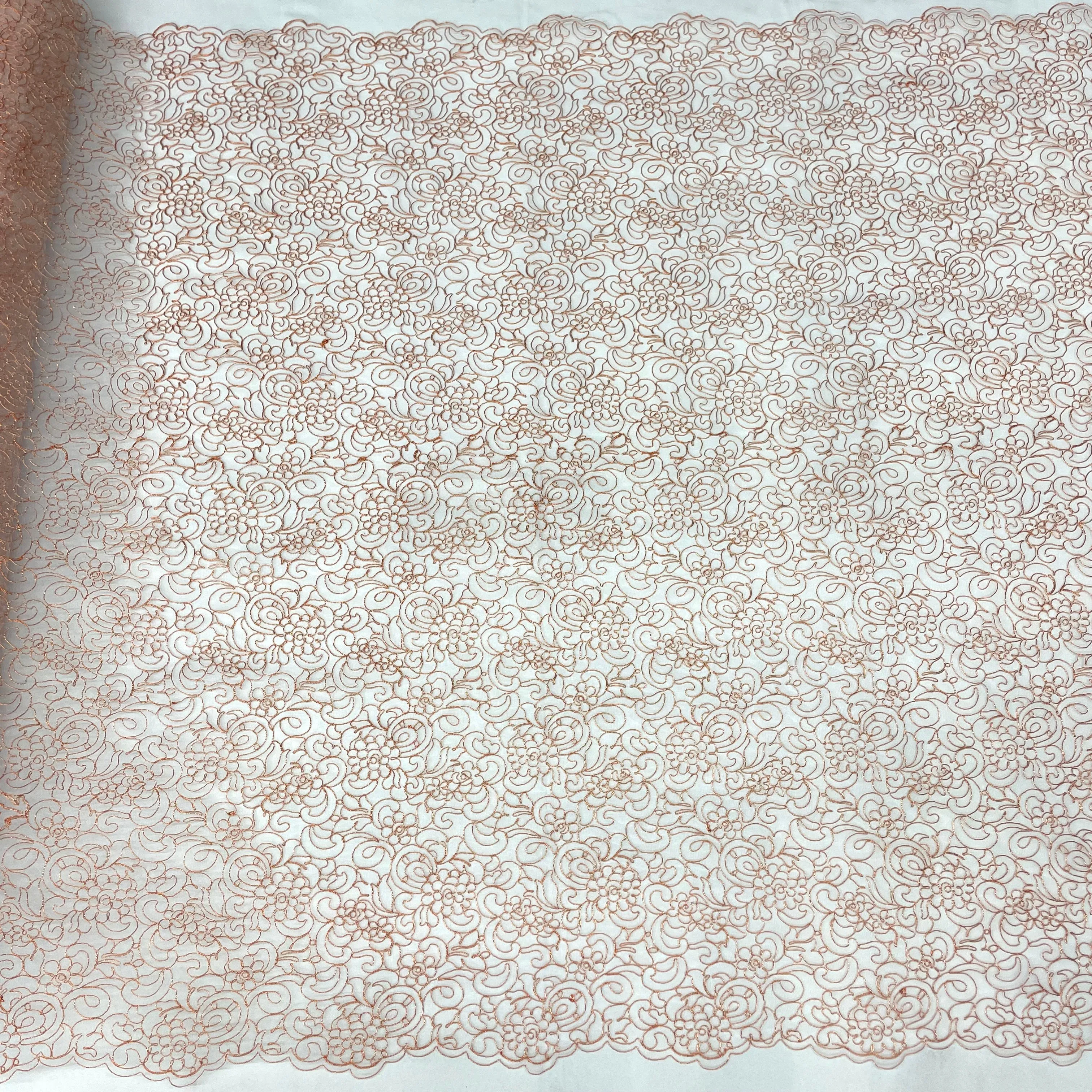 Corded Bridal Lace Fabric Embroidered on 100% Polyester Net Mesh | Lace USA - 90938W