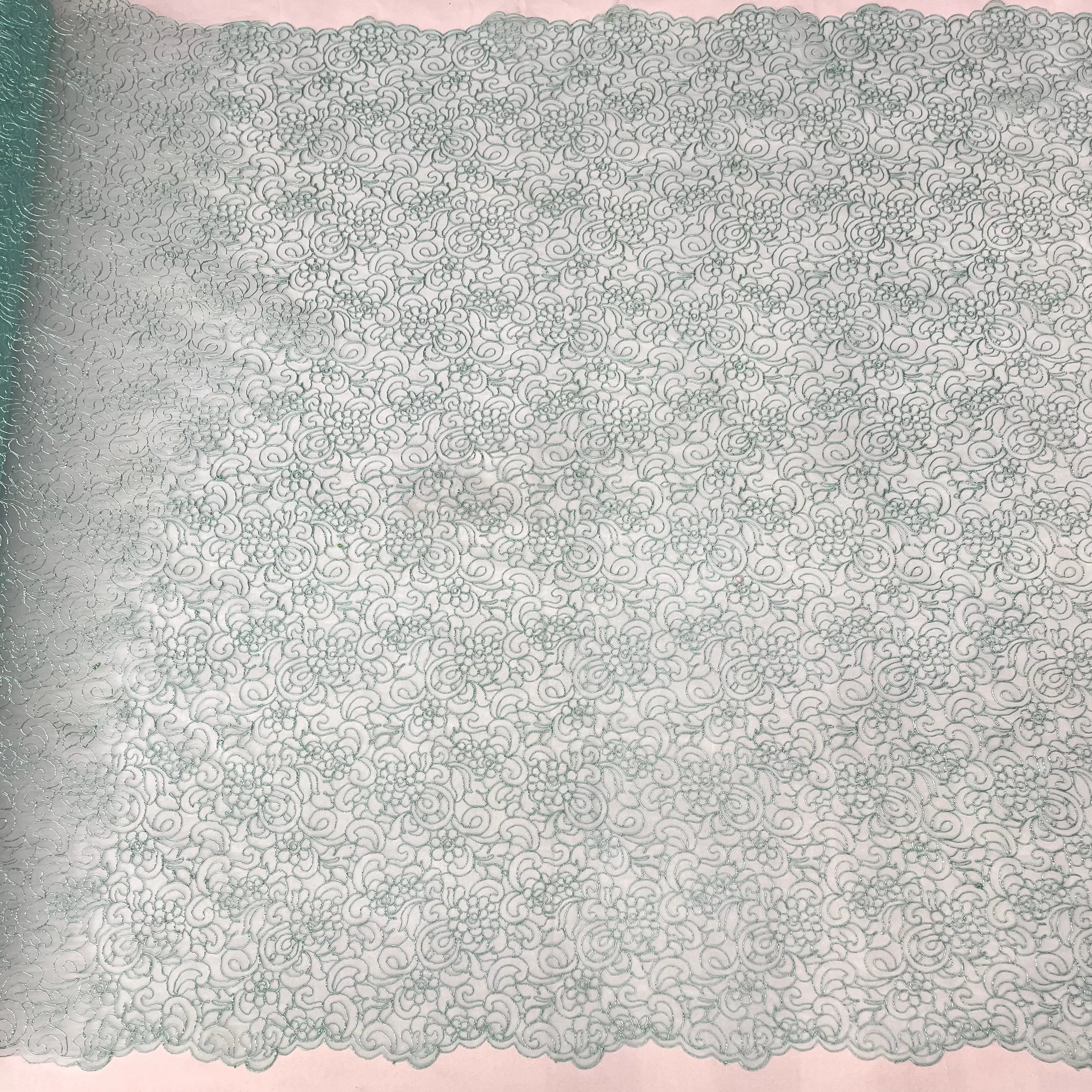 Corded Bridal Lace Fabric Embroidered on 100% Polyester Net Mesh | Lace USA - 90938W