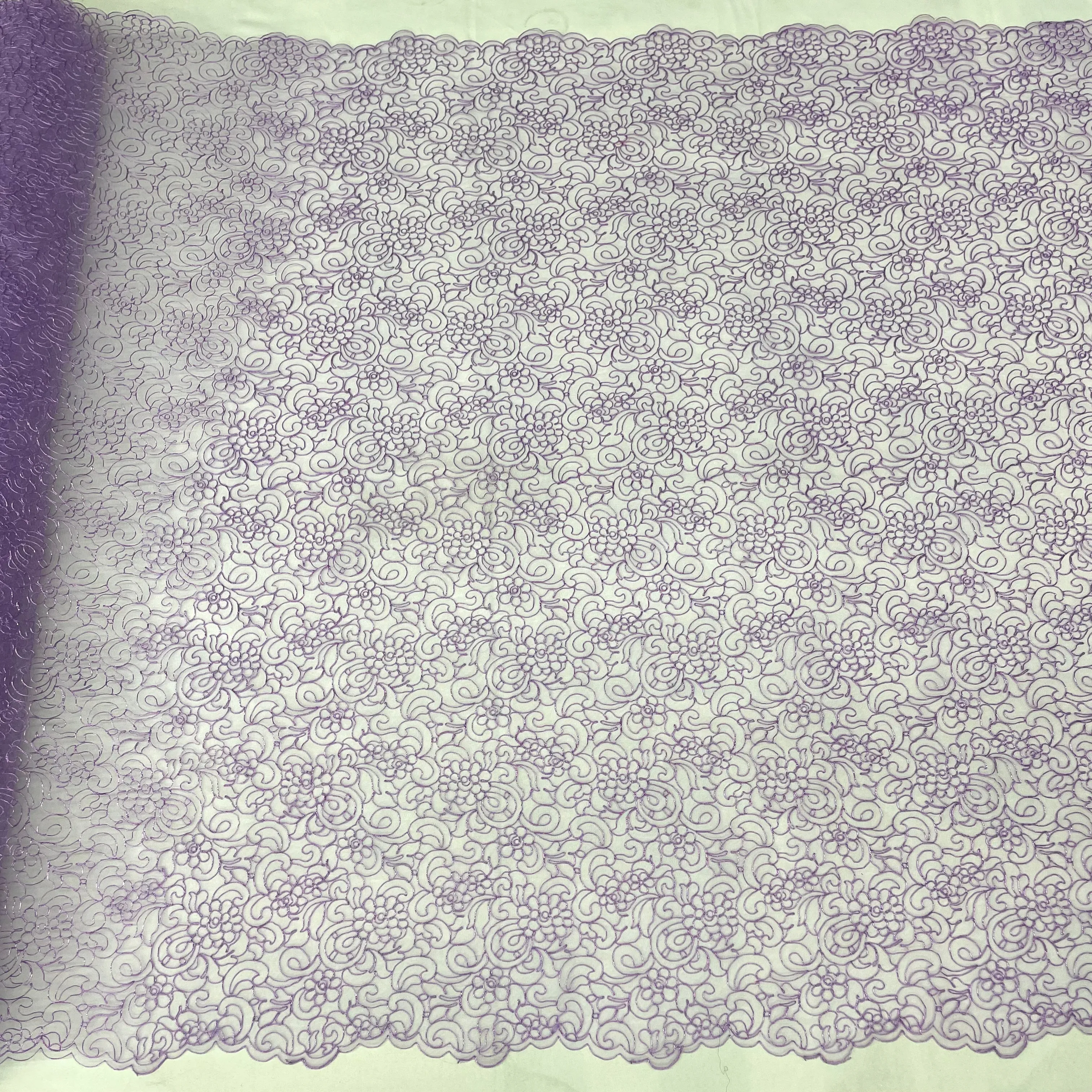 Corded Bridal Lace Fabric Embroidered on 100% Polyester Net Mesh | Lace USA - 90938W