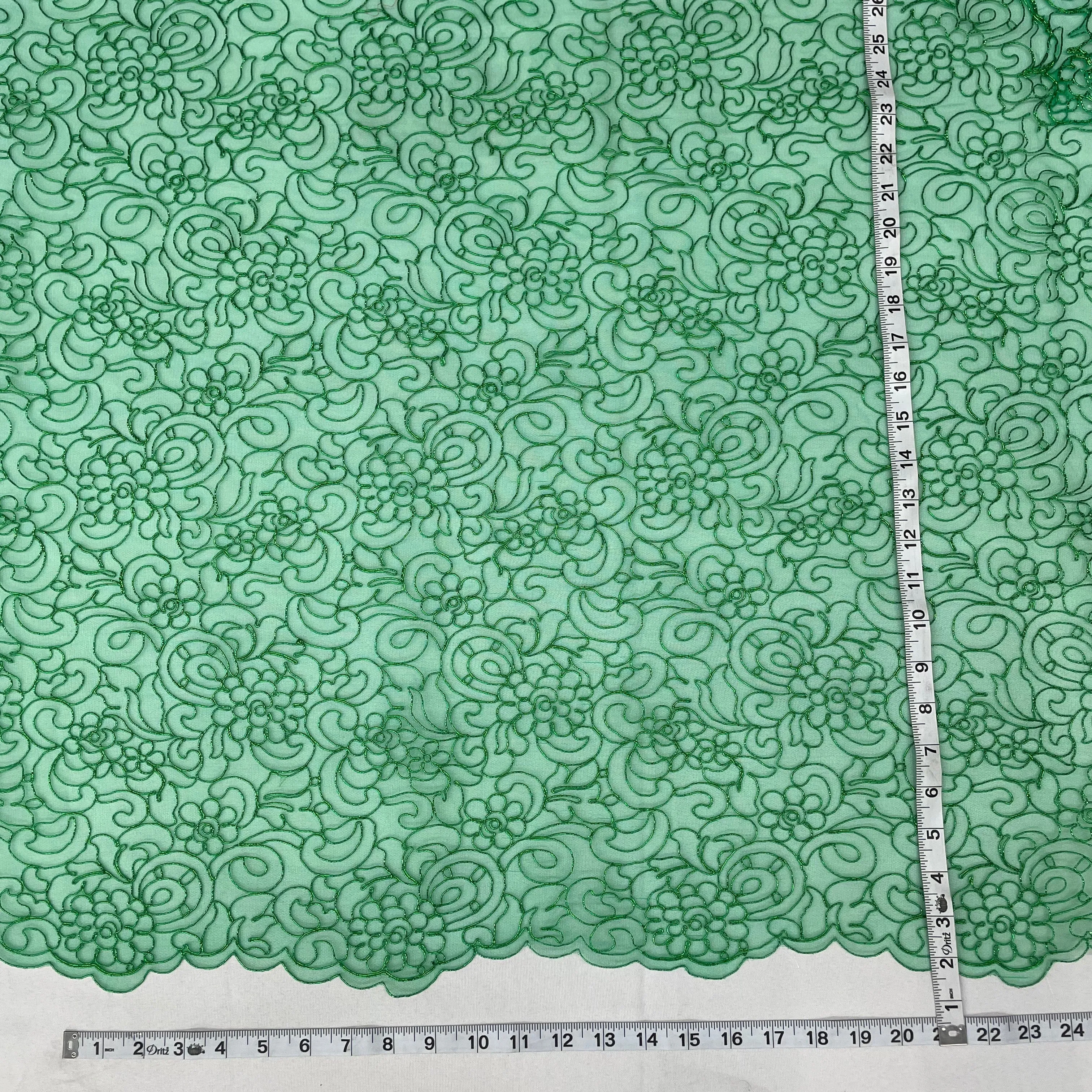 Corded Bridal Lace Fabric Embroidered on 100% Polyester Net Mesh | Lace USA - 90938W