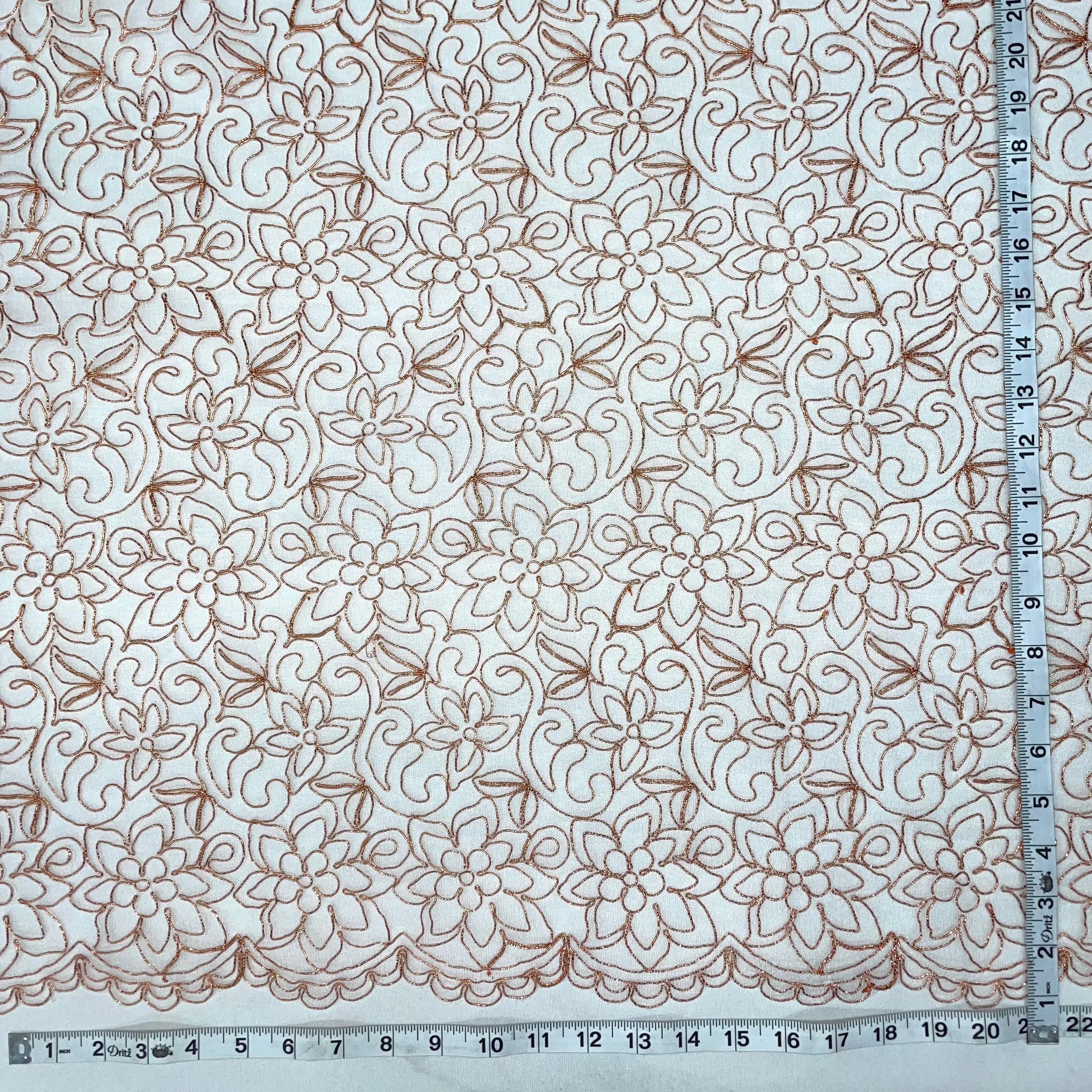 Corded Bridal Lace Fabric Embroidered on 100% Polyester Net Mesh | Lace USA - 91075W