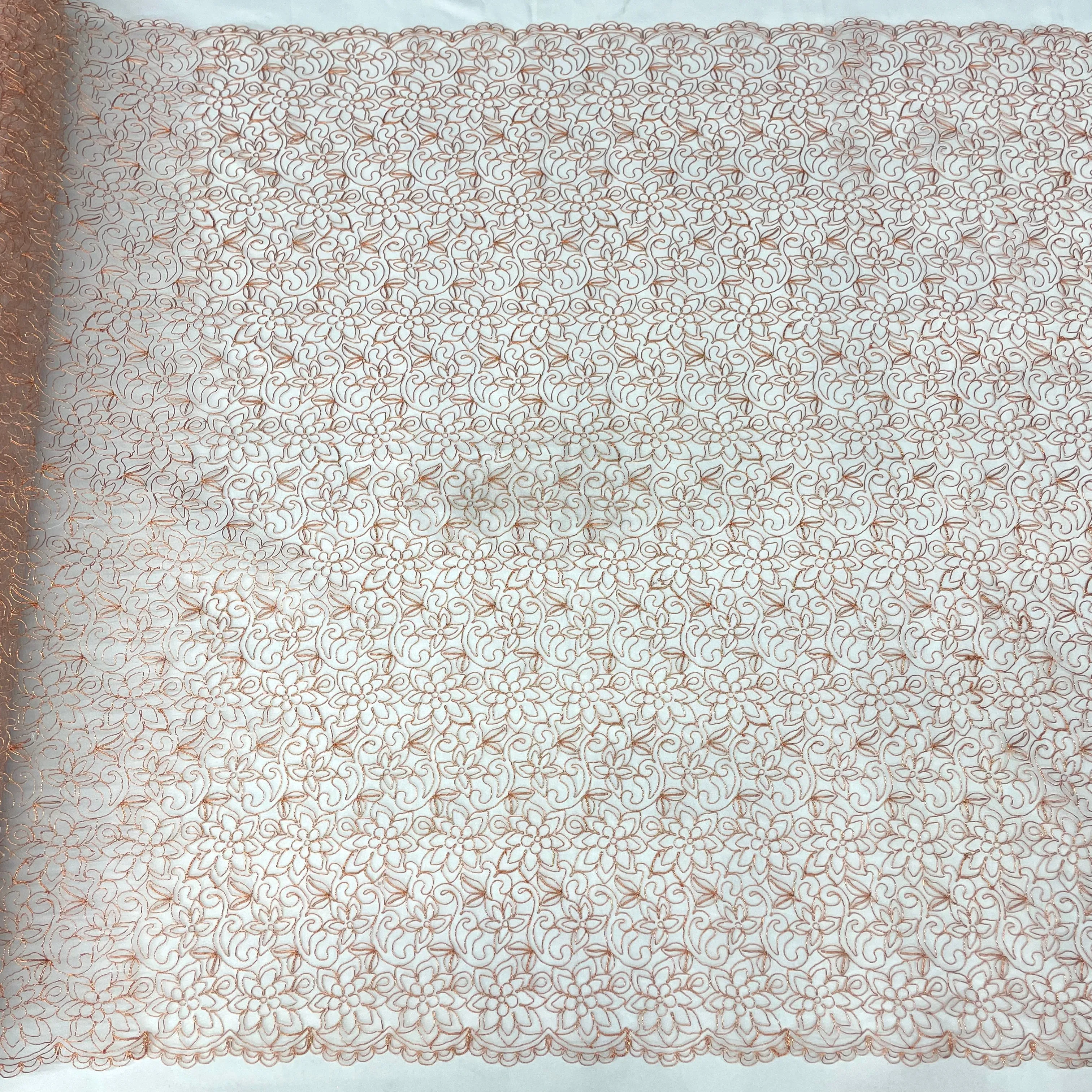 Corded Bridal Lace Fabric Embroidered on 100% Polyester Net Mesh | Lace USA - 91075W