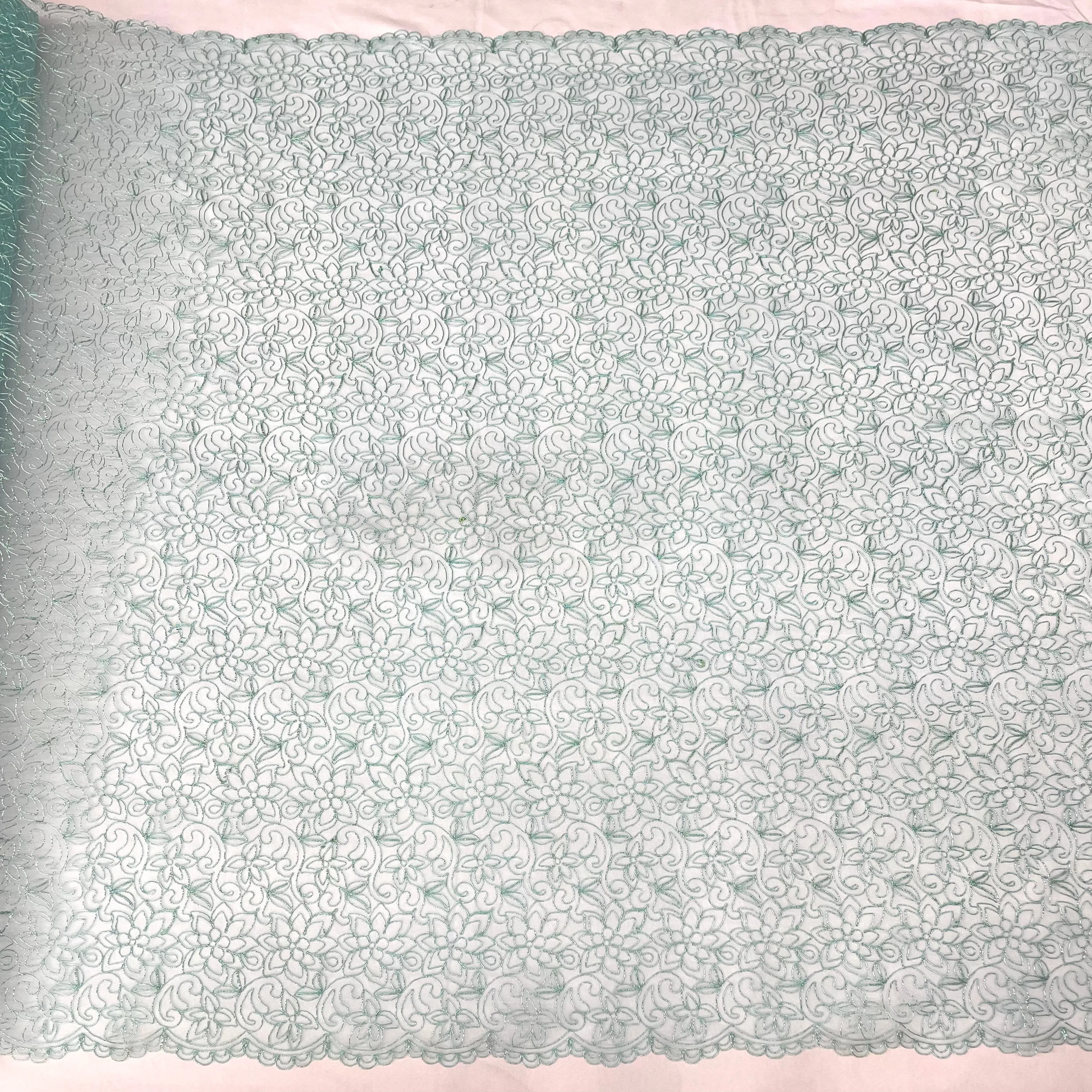 Corded Bridal Lace Fabric Embroidered on 100% Polyester Net Mesh | Lace USA - 91075W