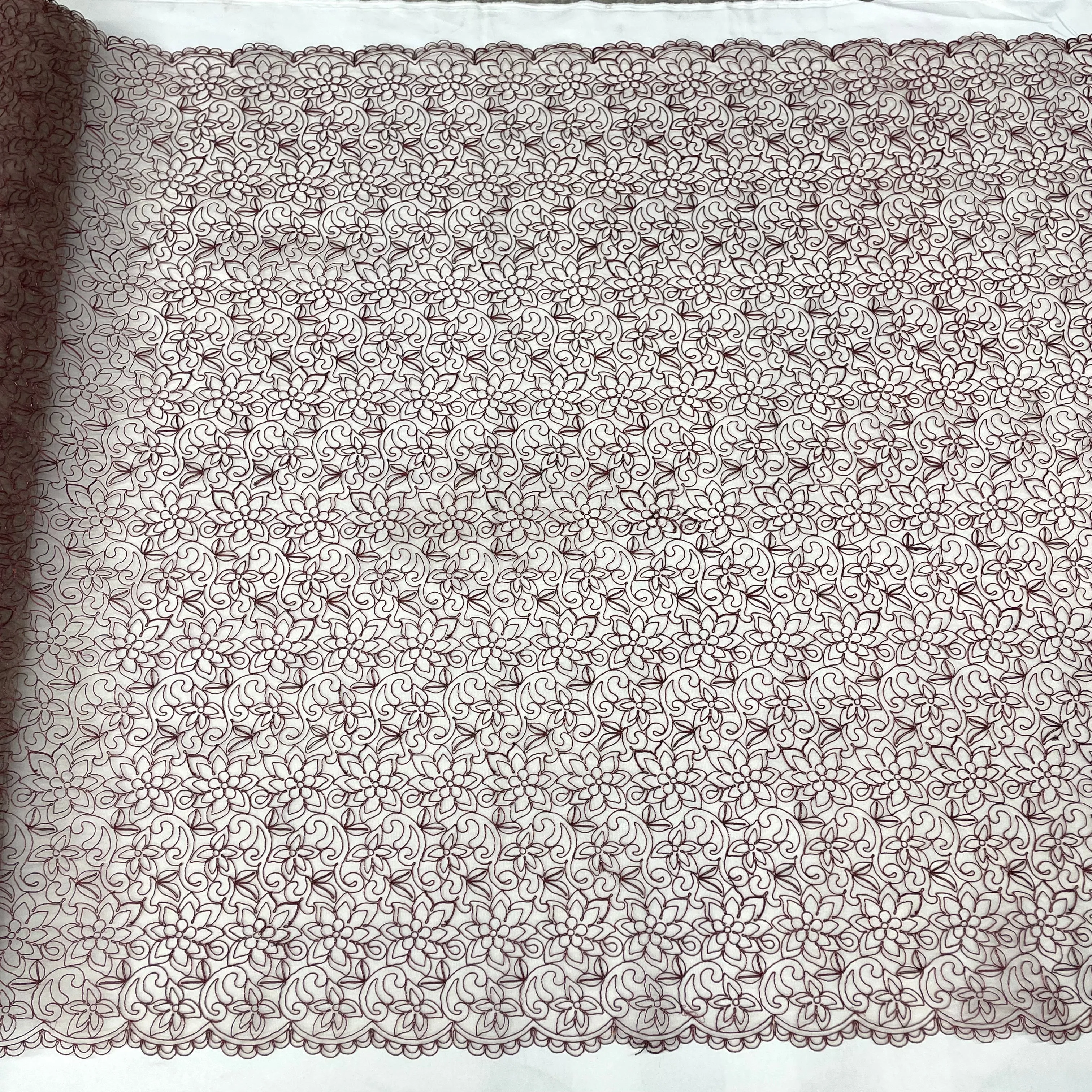 Corded Bridal Lace Fabric Embroidered on 100% Polyester Net Mesh | Lace USA - 91075W