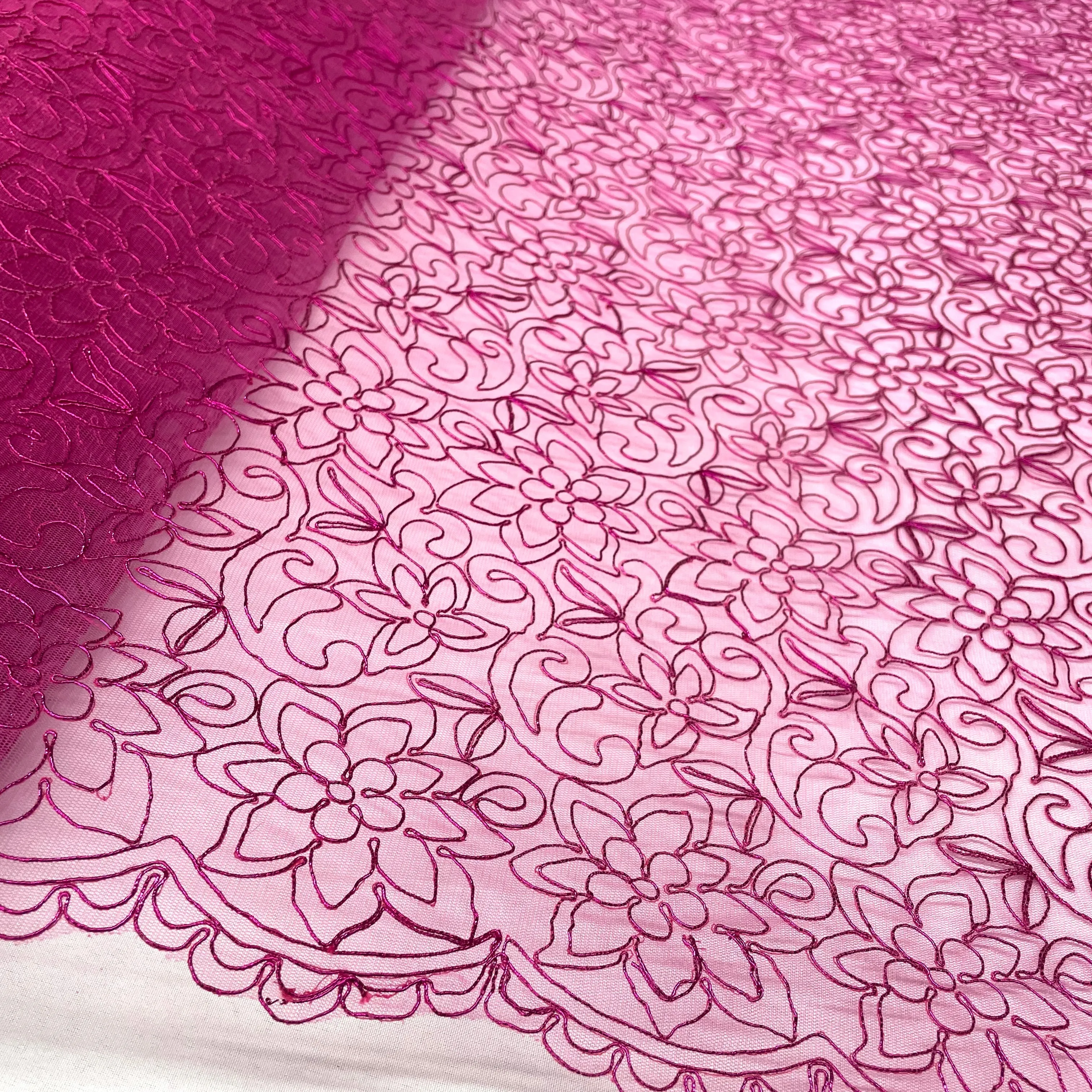 Corded Bridal Lace Fabric Embroidered on 100% Polyester Net Mesh | Lace USA - 91075W