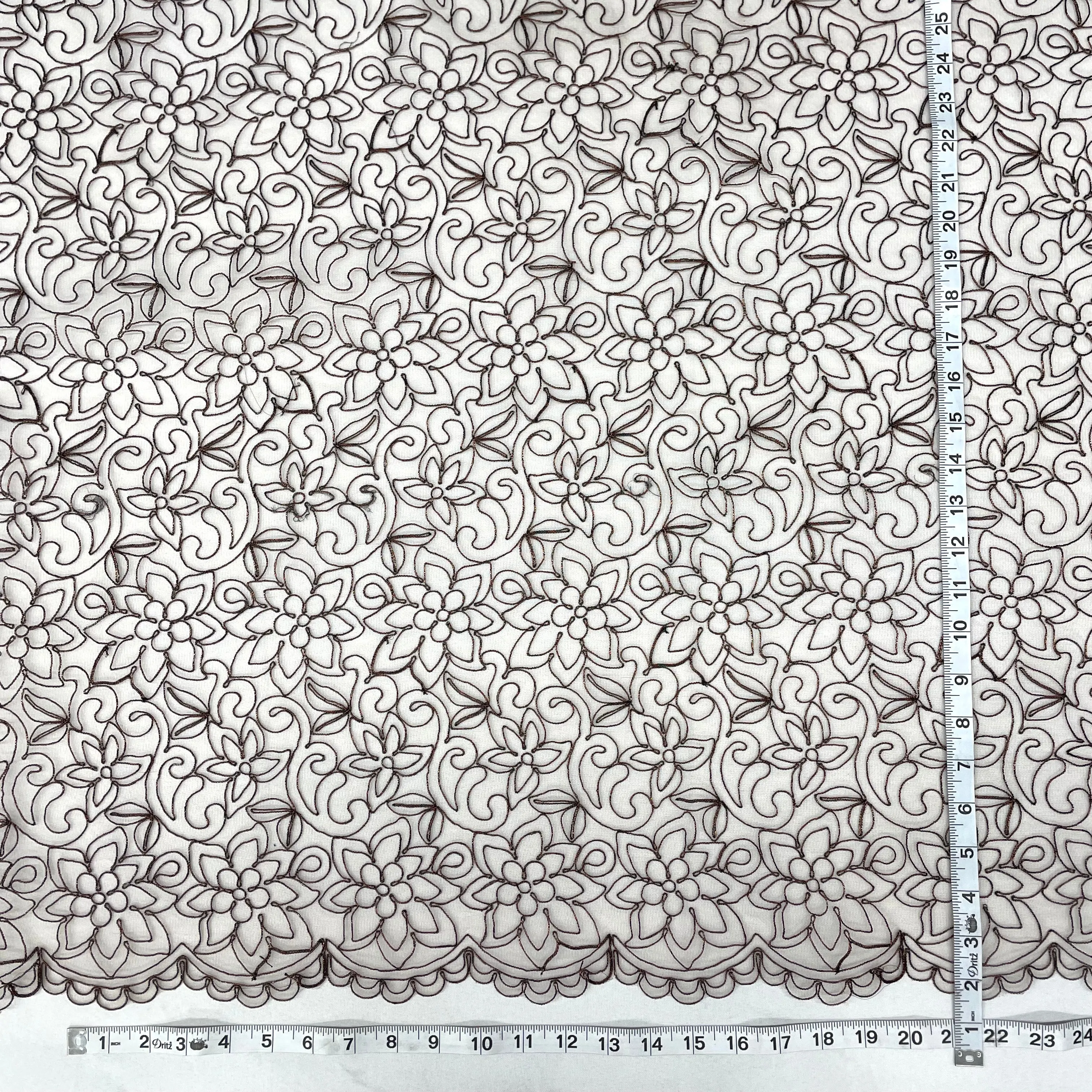 Corded Bridal Lace Fabric Embroidered on 100% Polyester Net Mesh | Lace USA - 91075W