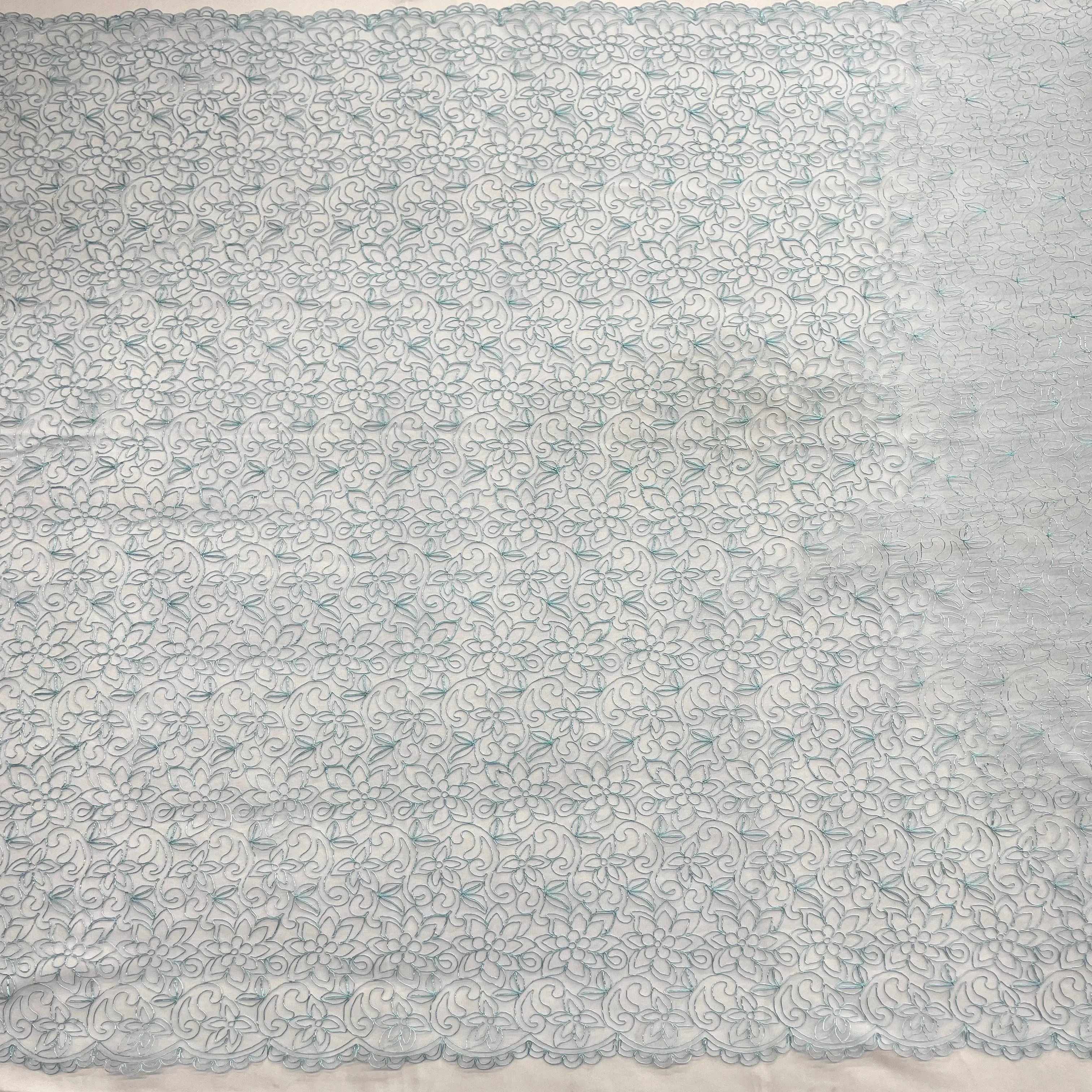 Corded Bridal Lace Fabric Embroidered on 100% Polyester Net Mesh | Lace USA - 91075W