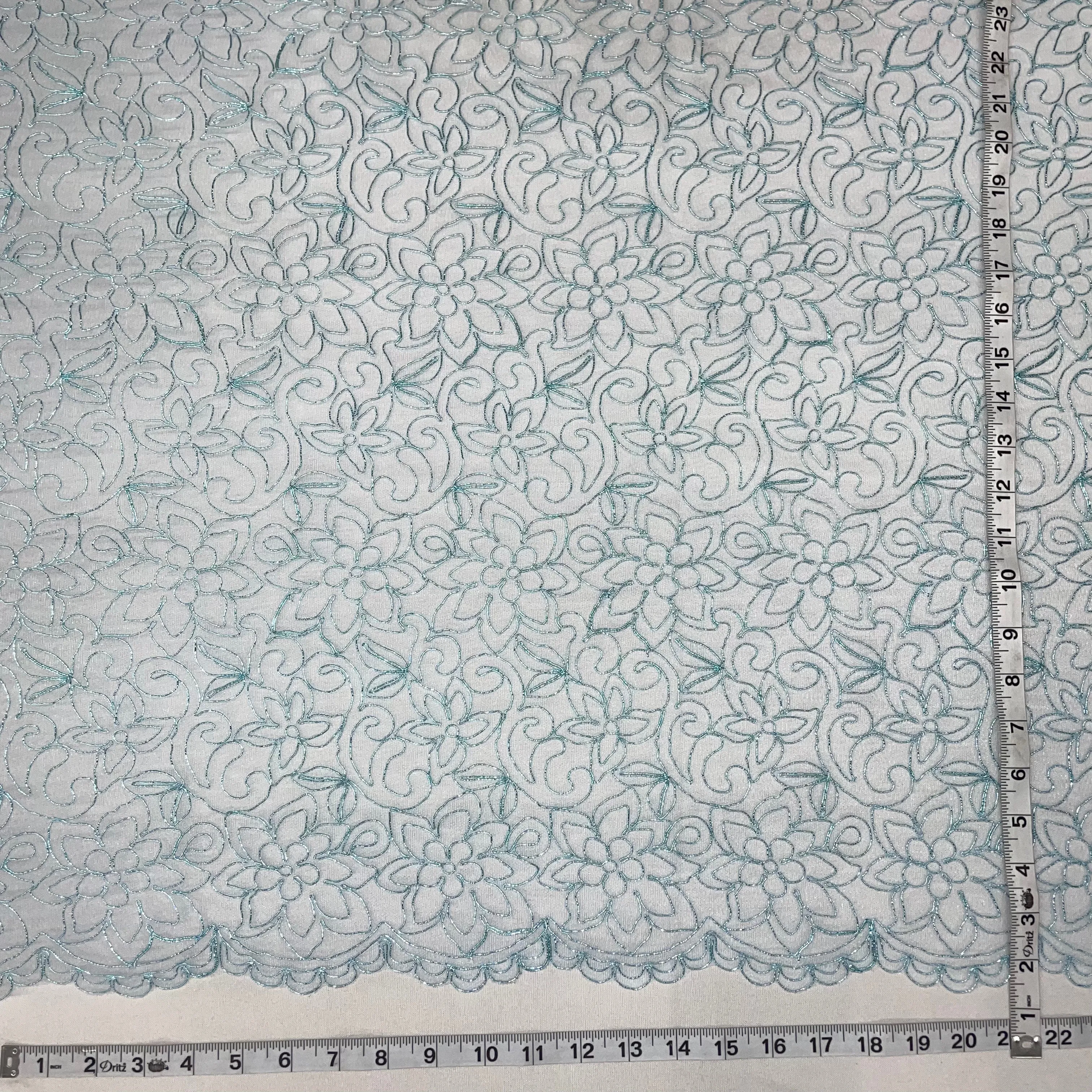 Corded Bridal Lace Fabric Embroidered on 100% Polyester Net Mesh | Lace USA - 91075W