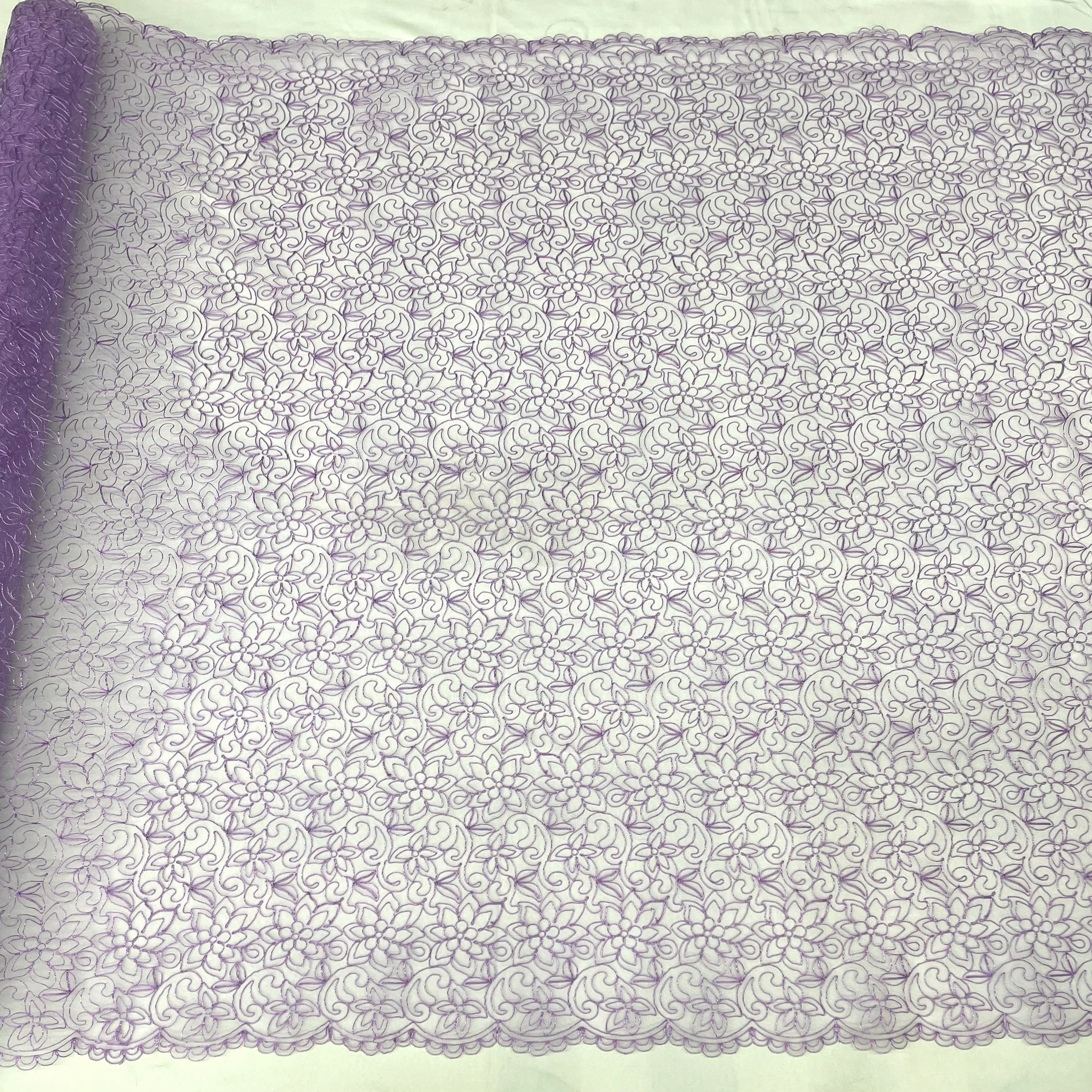 Corded Bridal Lace Fabric Embroidered on 100% Polyester Net Mesh | Lace USA - 91075W