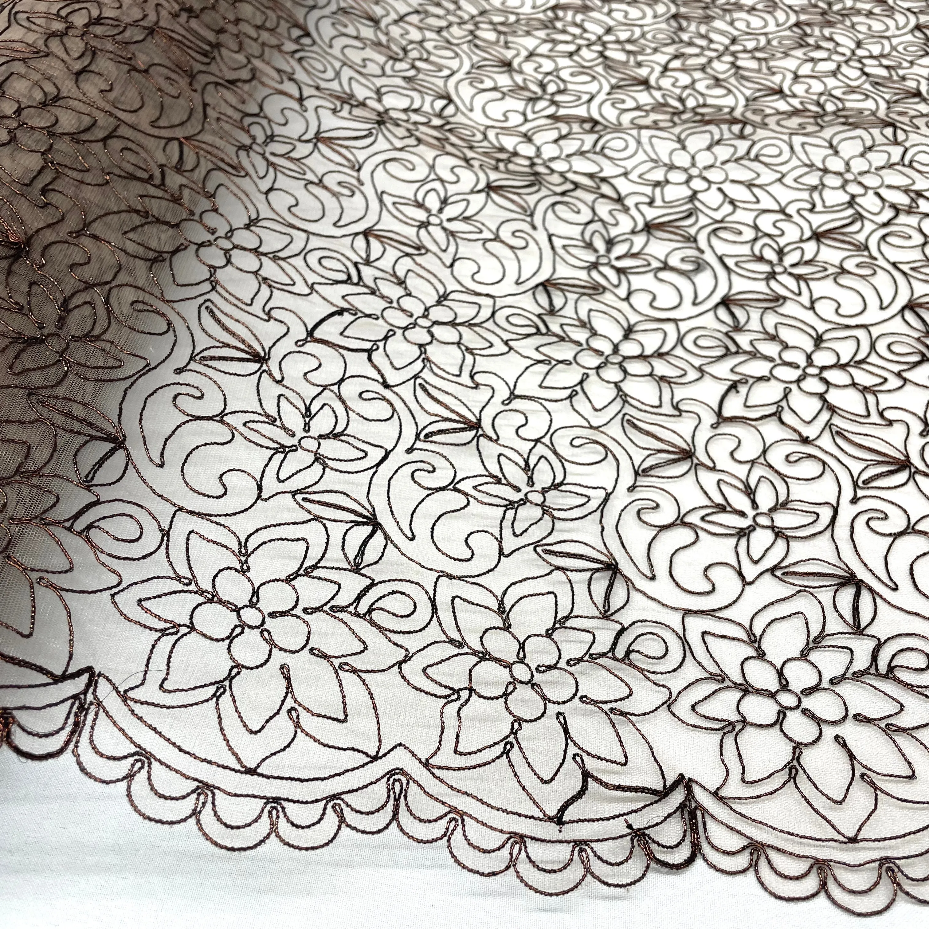 Corded Bridal Lace Fabric Embroidered on 100% Polyester Net Mesh | Lace USA - 91075W