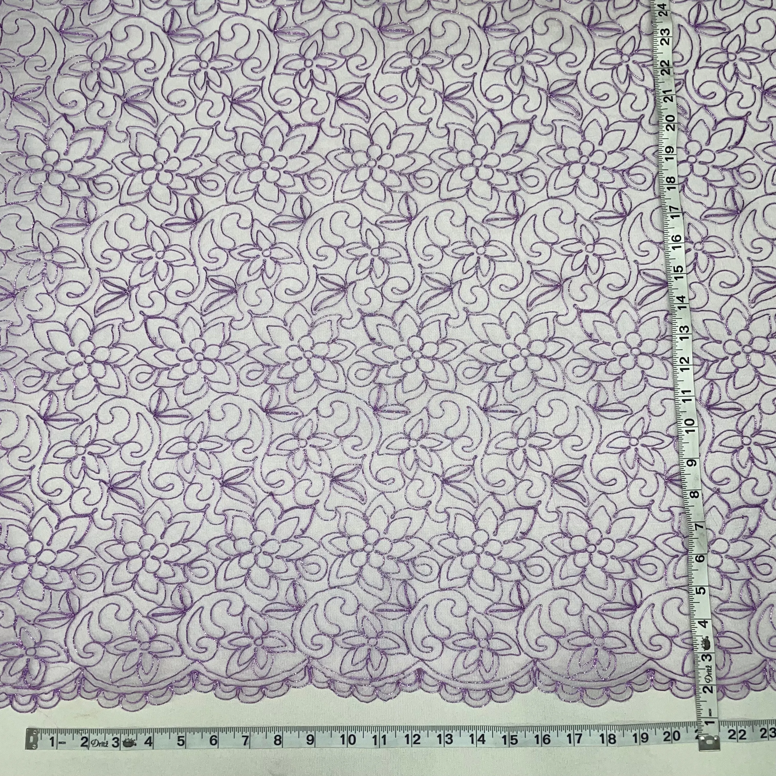 Corded Bridal Lace Fabric Embroidered on 100% Polyester Net Mesh | Lace USA - 91075W