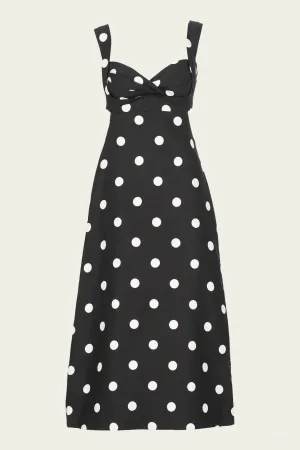 Crush Midi Dress in Black Cream Dot