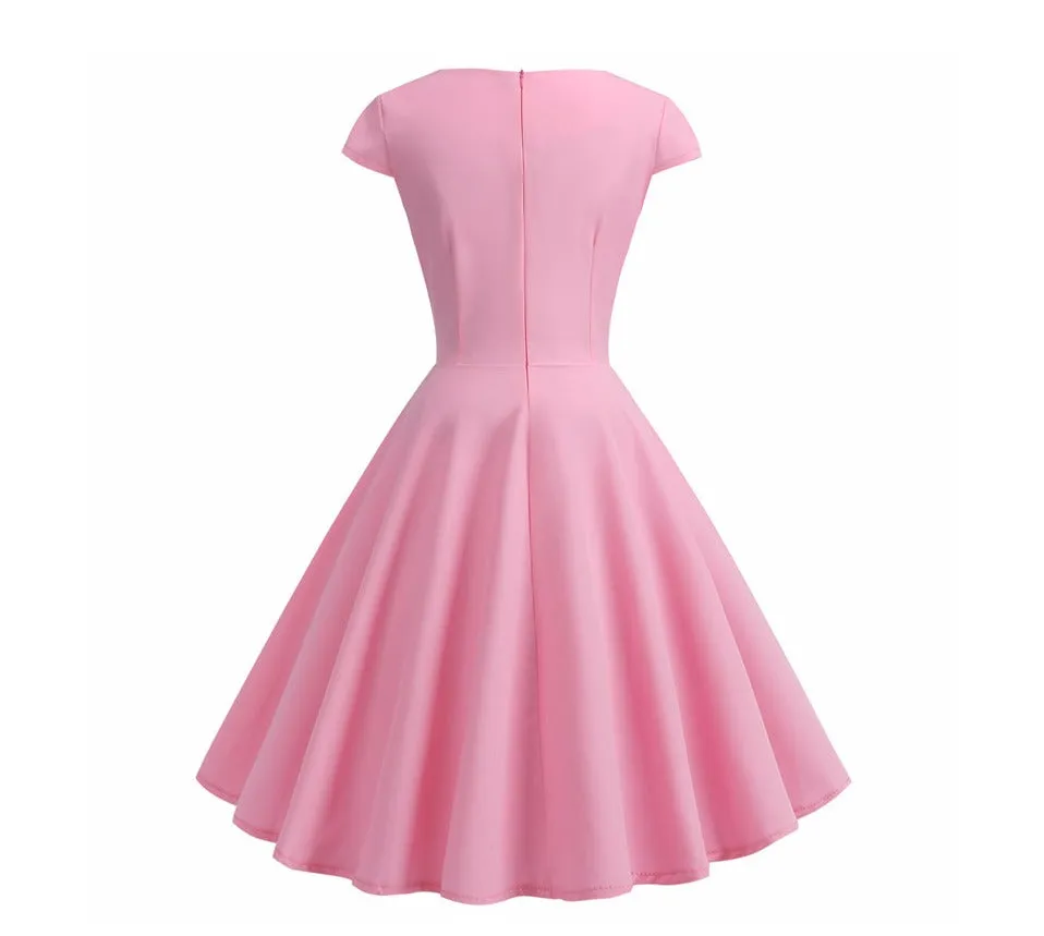 Cute Pink Summer Swing Vintage Dress