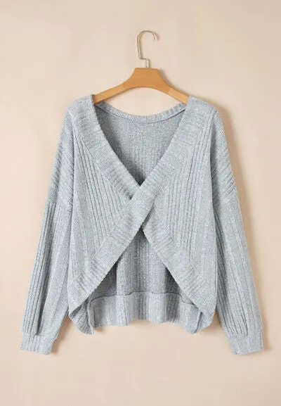 Dani Crossover Backless Long Sleeve Knit Top