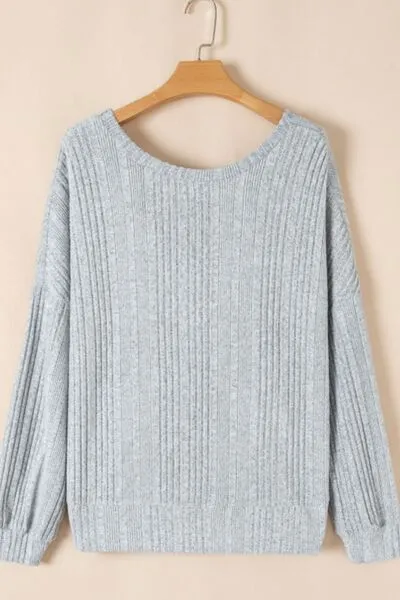 Dani Crossover Backless Long Sleeve Knit Top