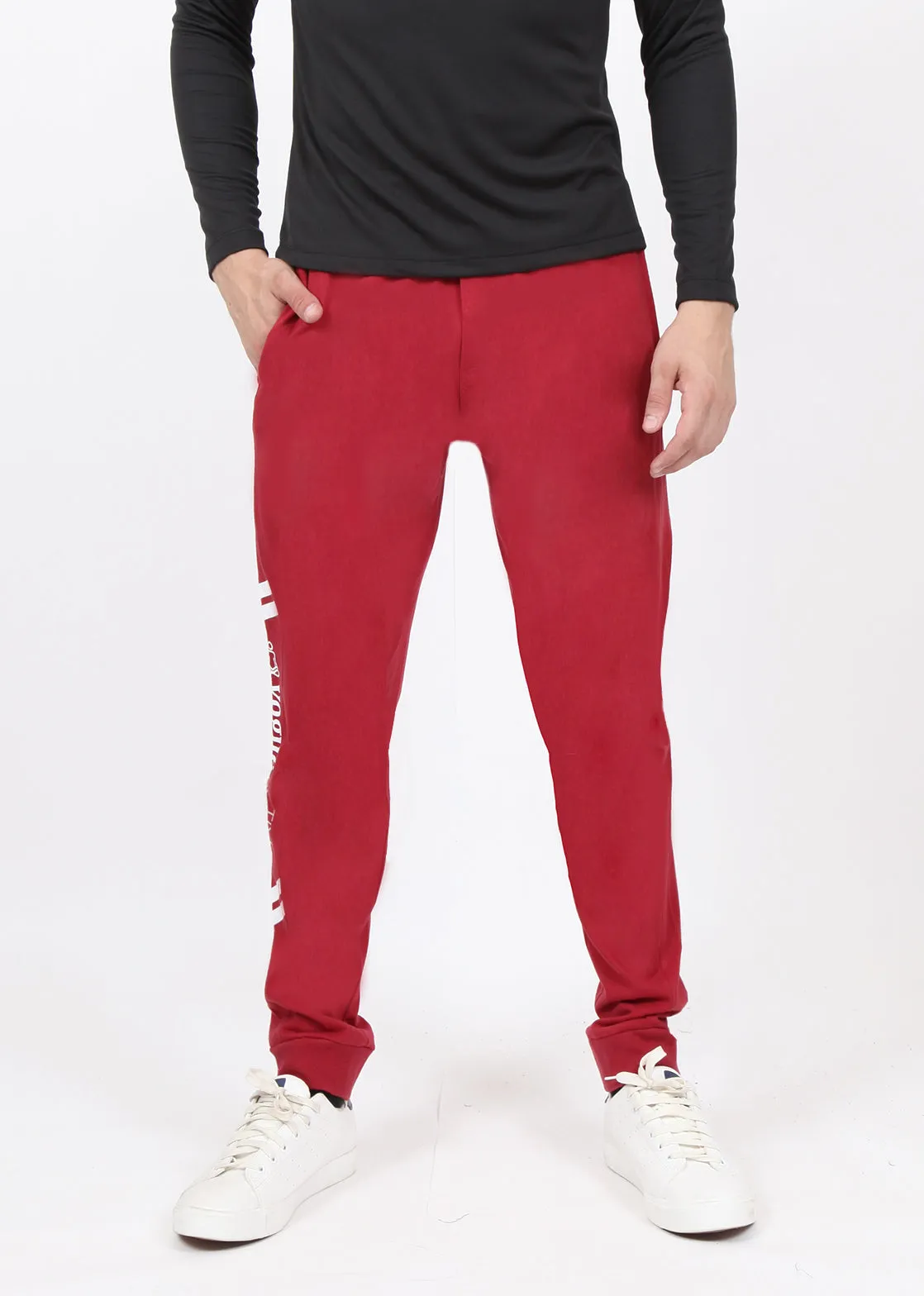 Dark Red Cotton Joggers