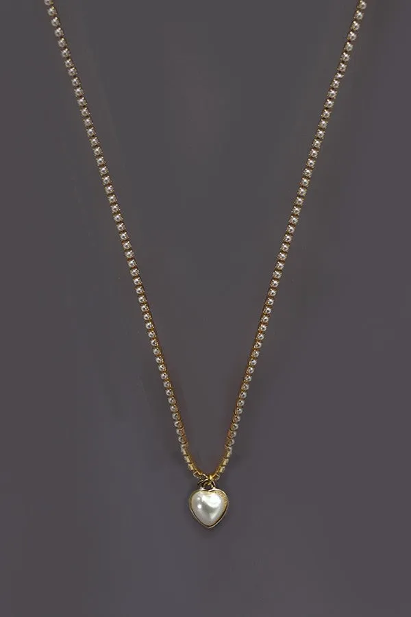 DELICATE PEARL CHAIN HEART NECKLACE | 10N3042112