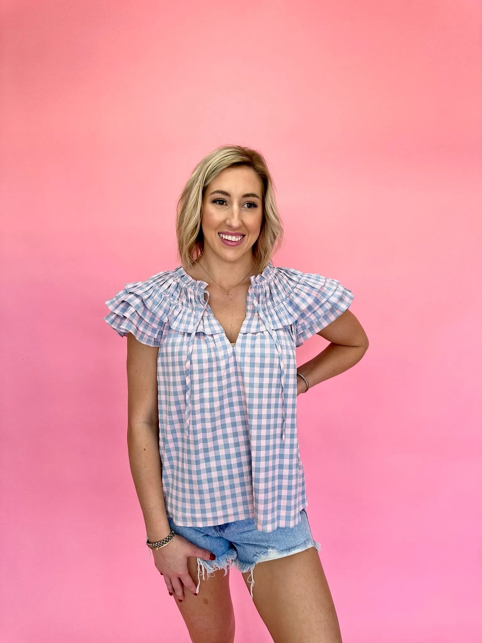 Della Gingham Blouse