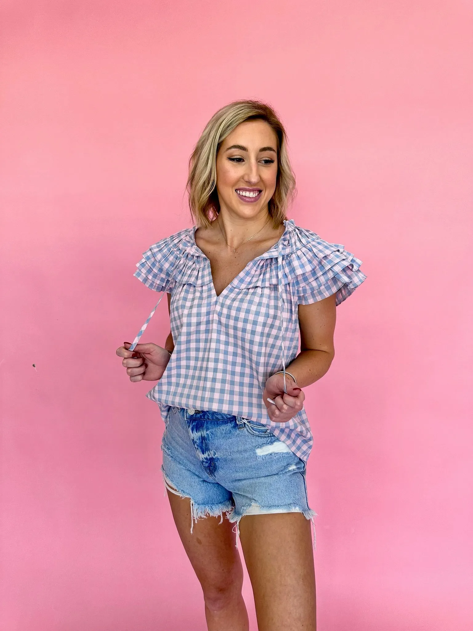 Della Gingham Blouse