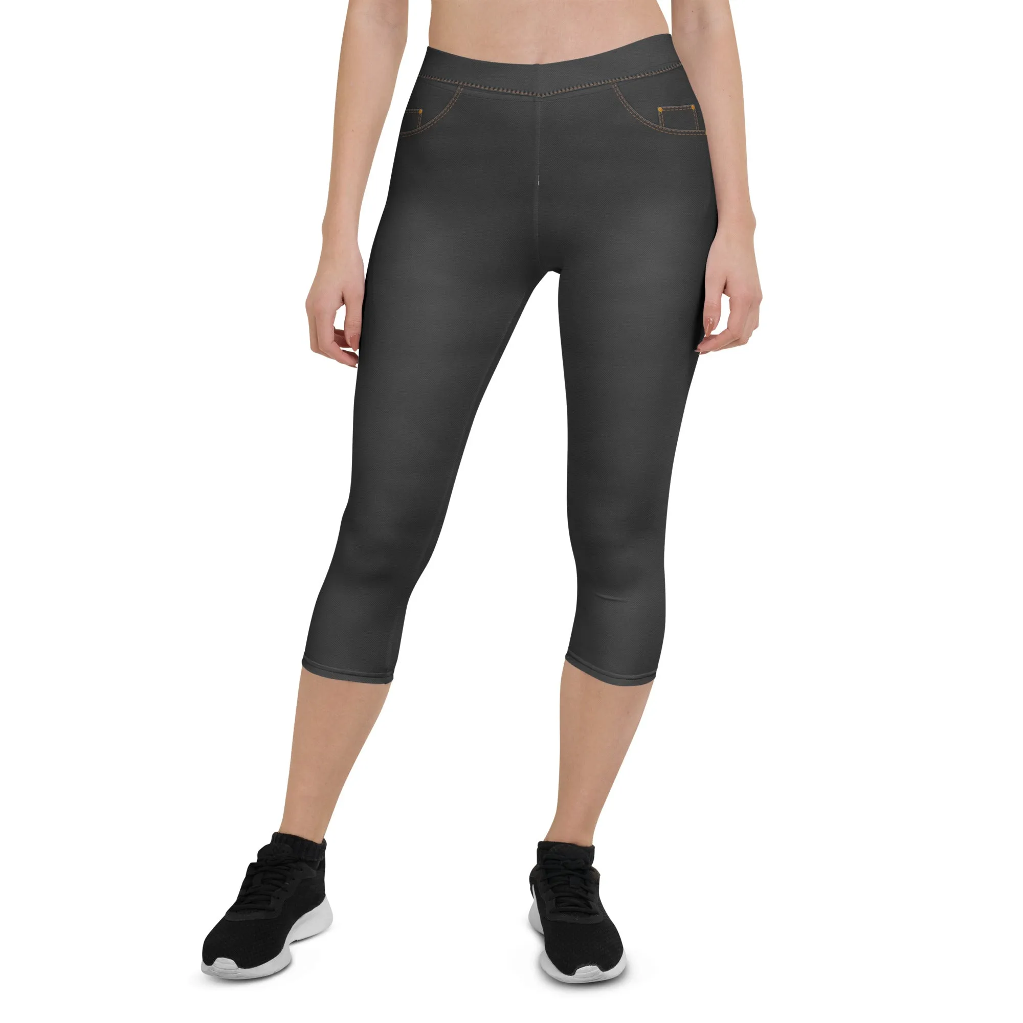 Denim Jeans Style Print Capris