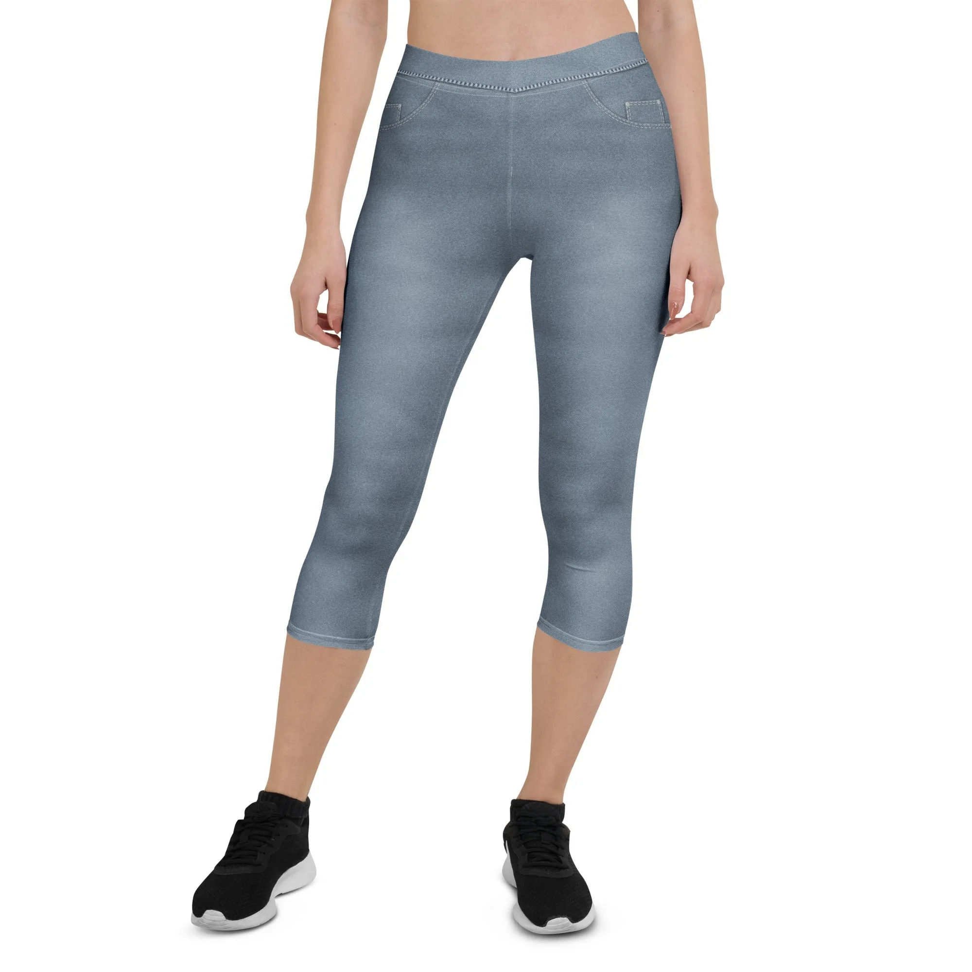 Denim Jeans Style Print Capris