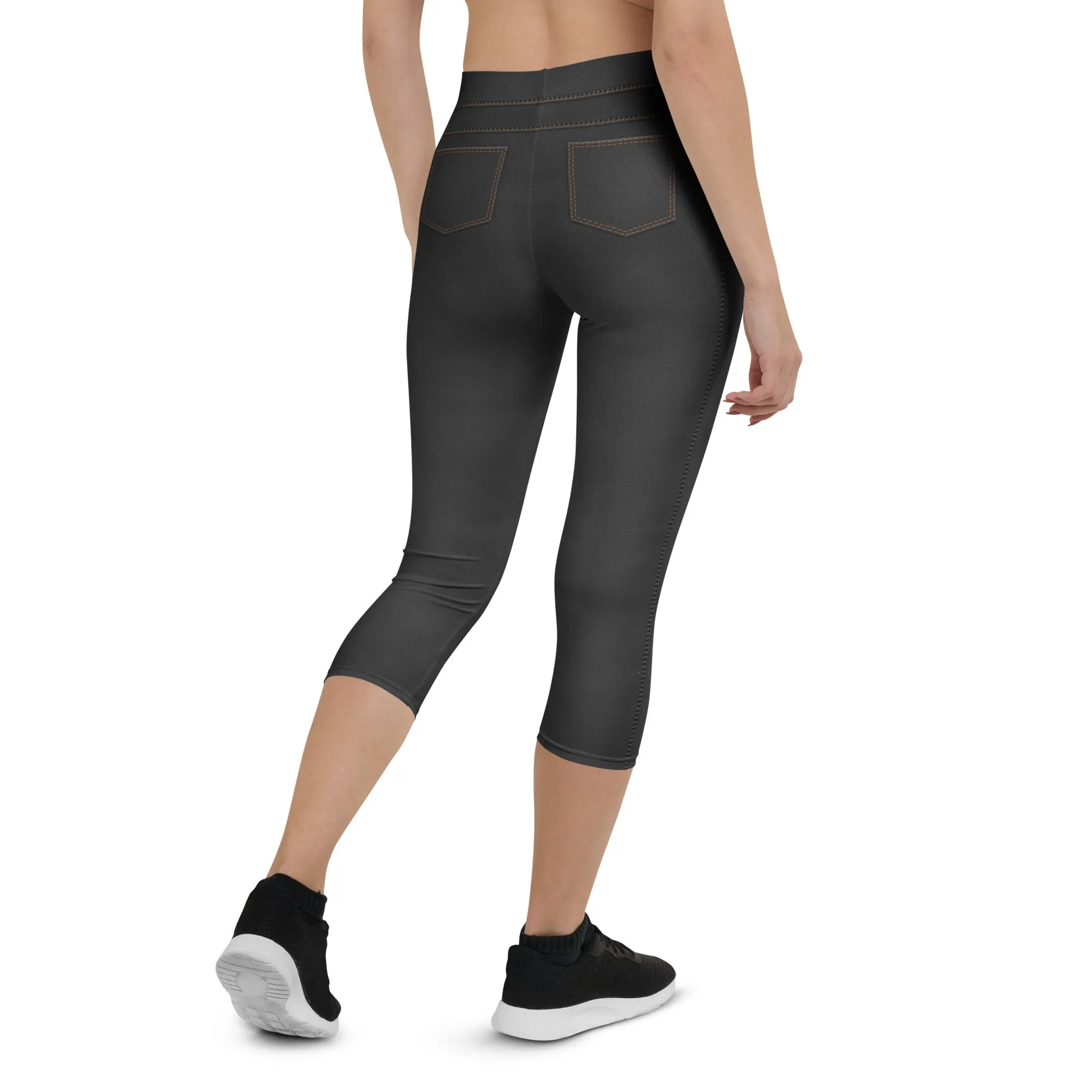 Denim Jeans Style Print Capris