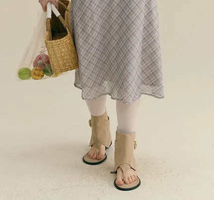 Diamond Plaid High Waist Chiffon Midi Skirt