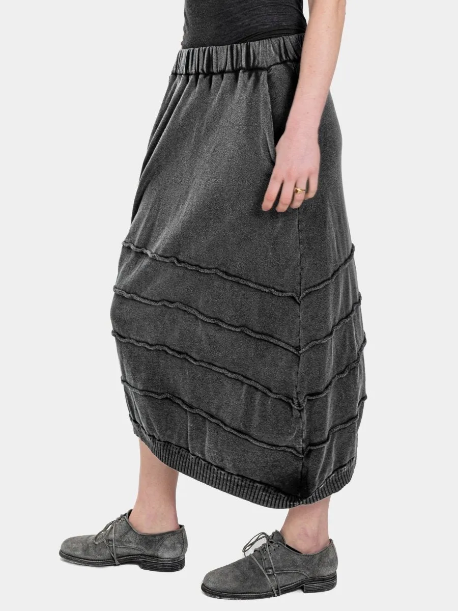 Distressed Splice Tier Midi Skirt