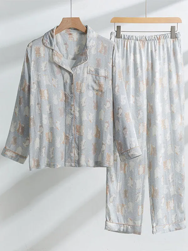 Dogs Print Shirt Pajamas Set