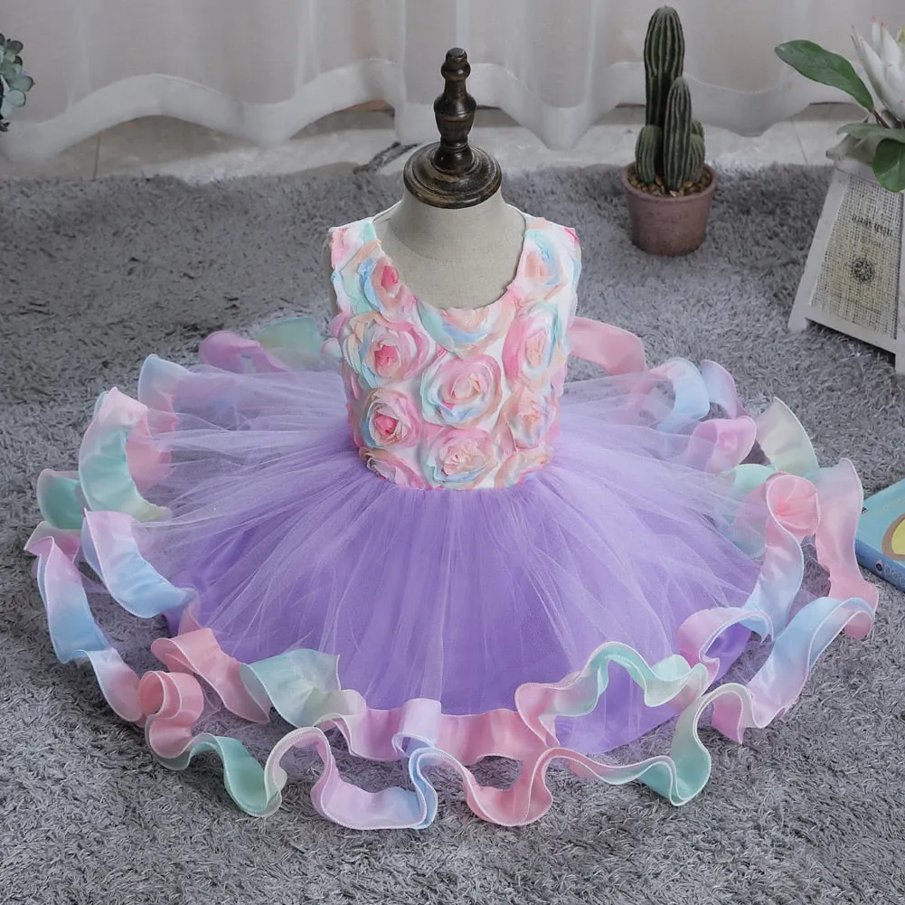 Doll Cake Ruffle Dress-Purple