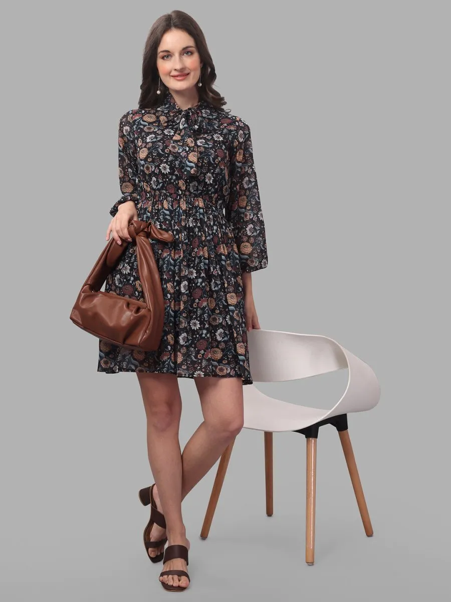 dresses for Women western wear floral Black